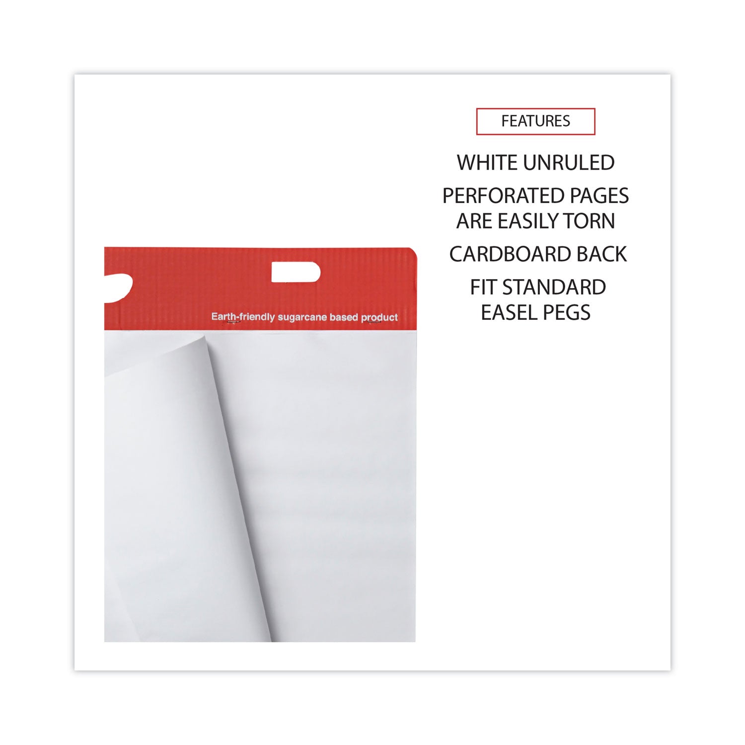 Universal® Renewable Resource Sugarcane Based Easel Pads, Unruled, 27 x 34, White, 50 Sheets, 2/Carton