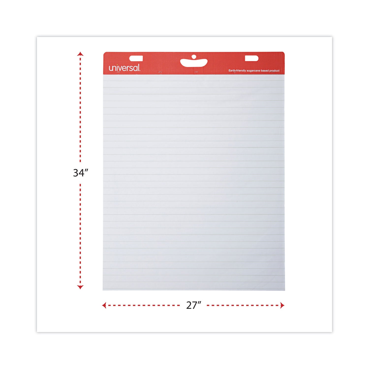 Universal® Renewable Resource Sugarcane Based Easel Pads, Presentation Format (1" Rule), 27 x 34, White, 50 Sheets, 2/Carton