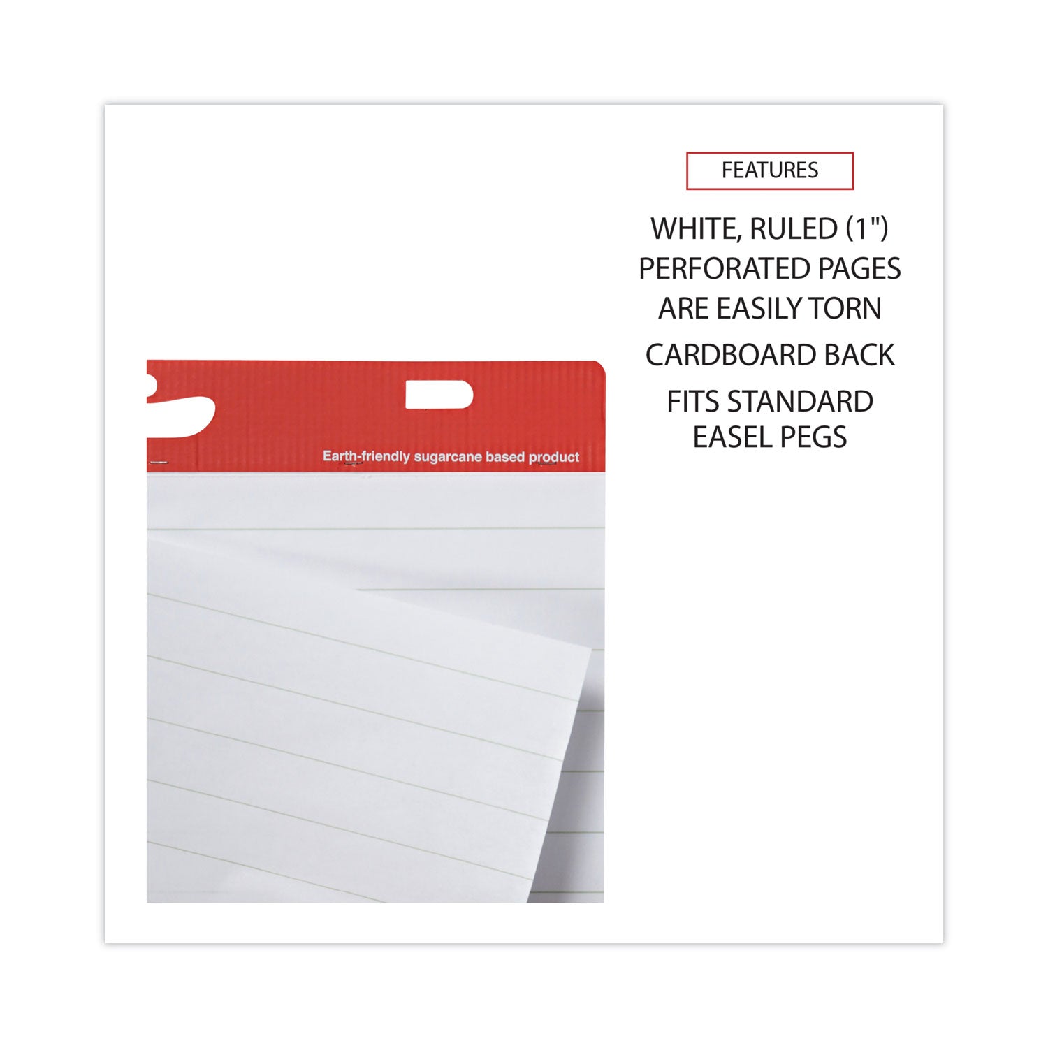 Universal® Renewable Resource Sugarcane Based Easel Pads, Presentation Format (1" Rule), 27 x 34, White, 50 Sheets, 2/Carton