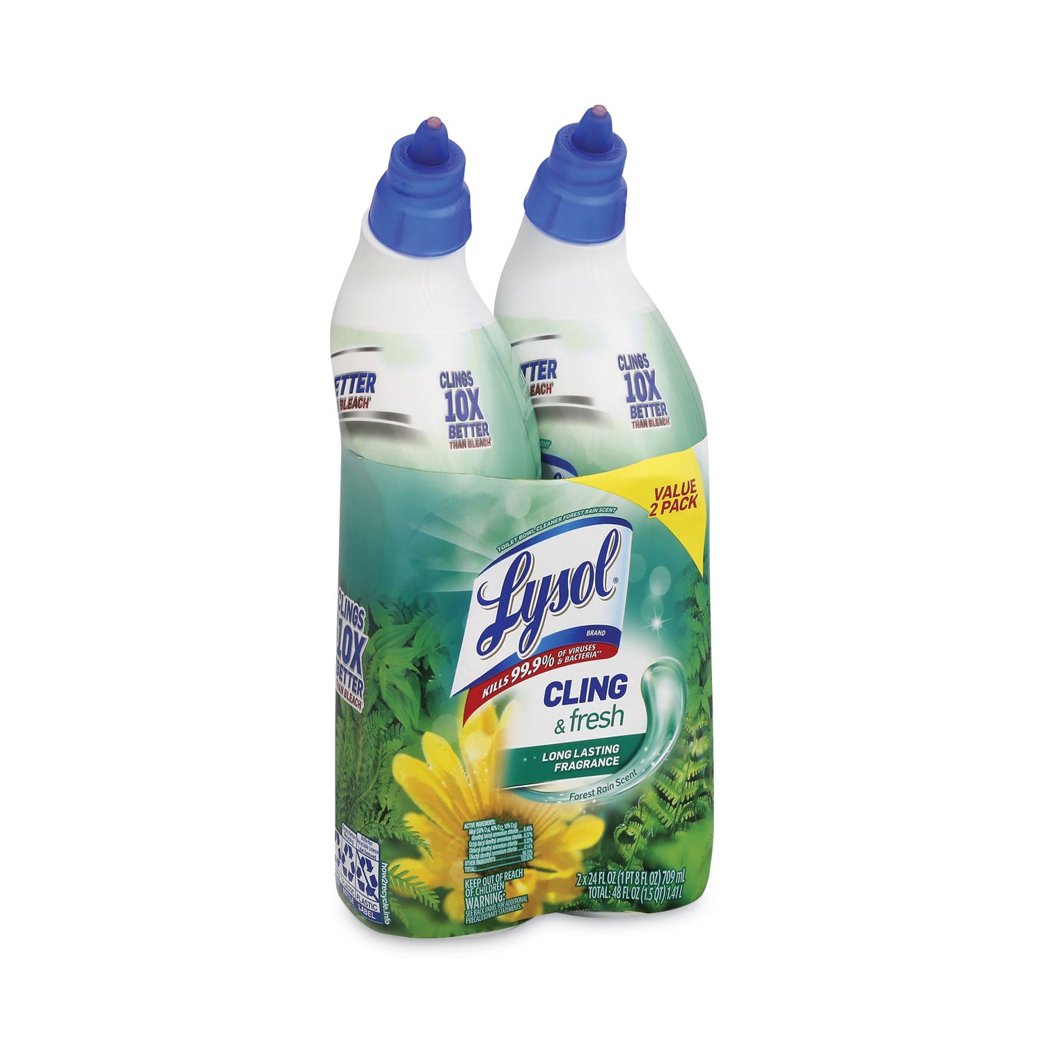 LYSOL® Brand Cling and Fresh Toilet Bowl Cleaner, Forest Rain Scent, 24 oz, 2/Pack