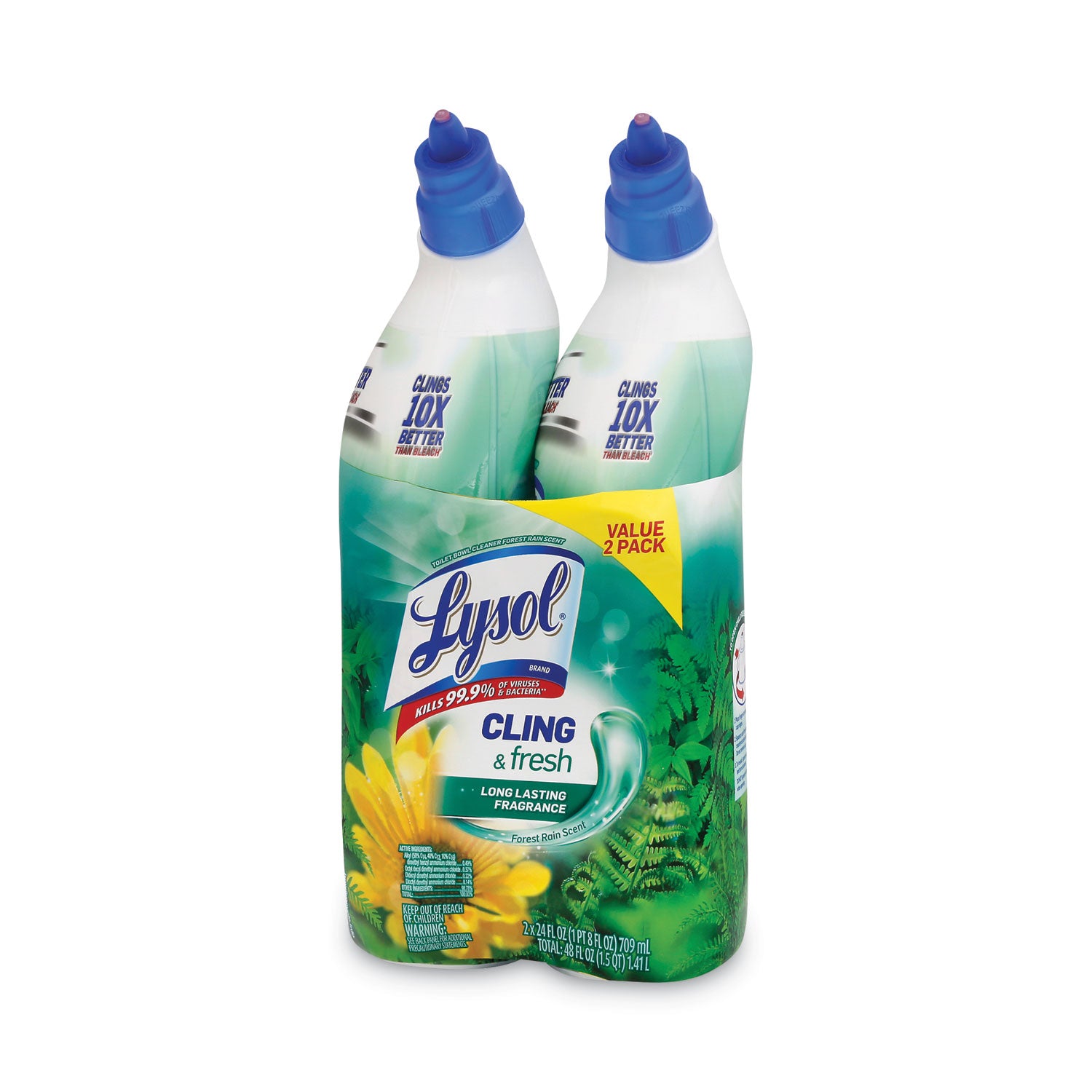 LYSOL® Brand Cling and Fresh Toilet Bowl Cleaner, Forest Rain Scent, 24 oz, 2/Pack