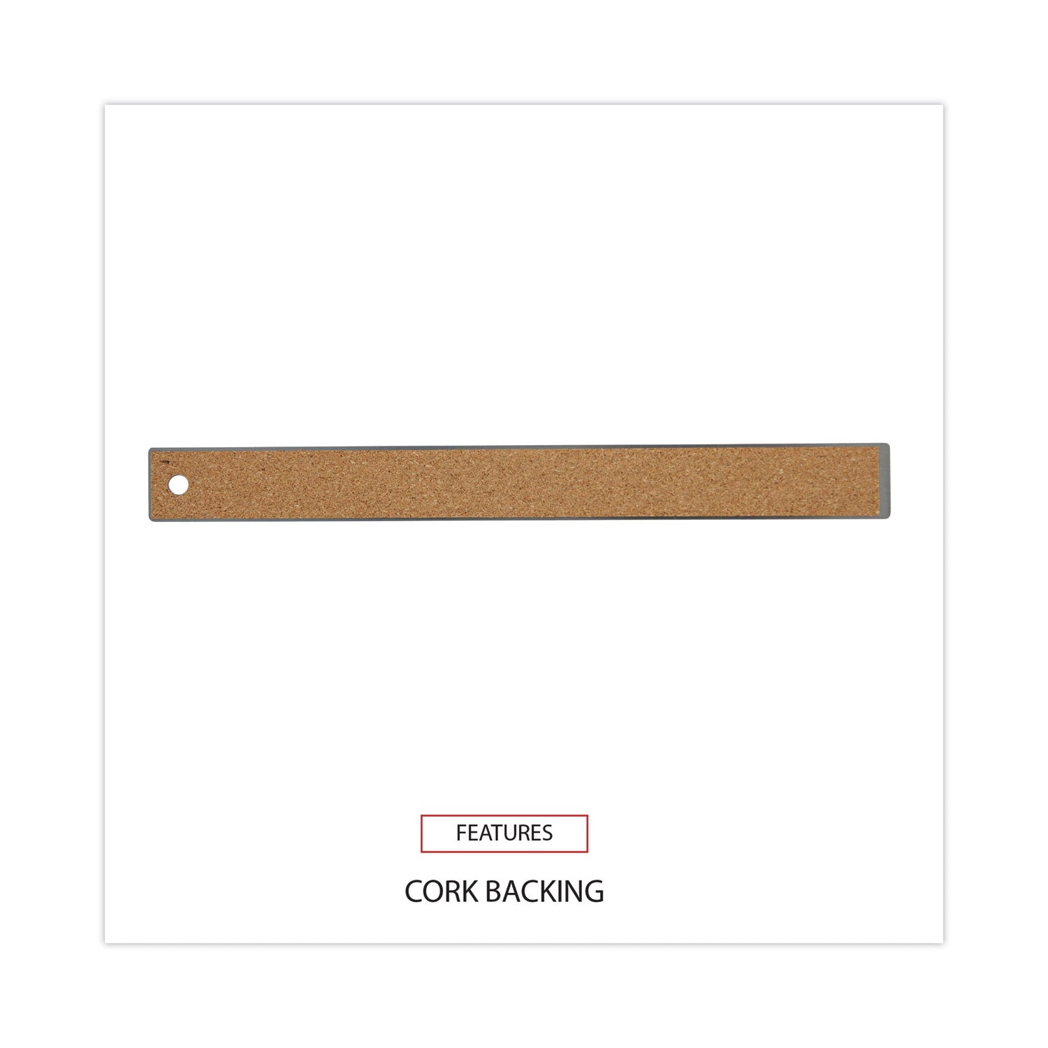 Universal® Stainless Steel Ruler with Cork Back and Hanging Hole, Standard/Metric, 12" Long