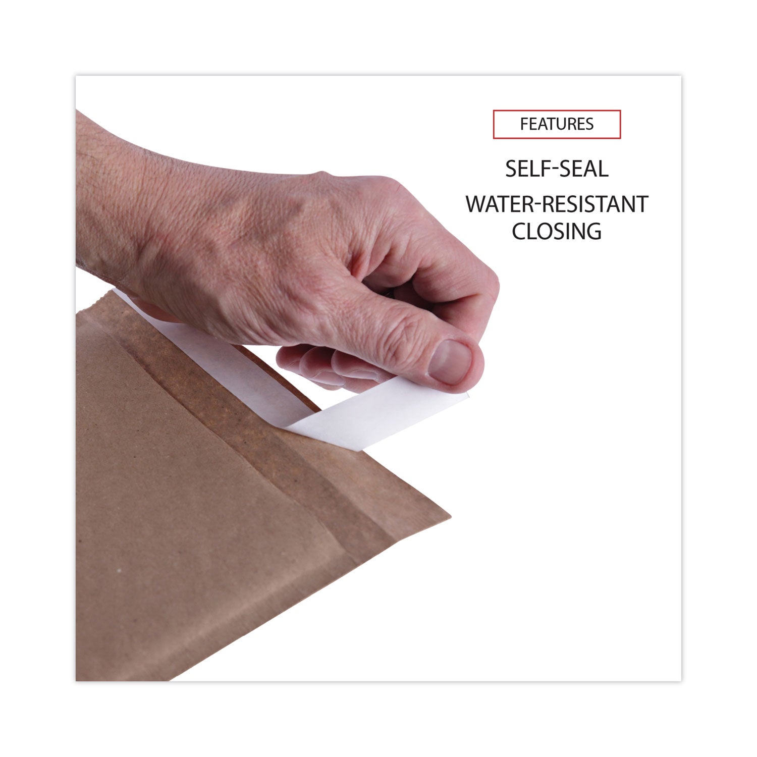 Universal® Natural Self-Seal Cushioned Mailer, #5, Barrier Bubble Air Cell Cushion, Self-Adhesive Closure, 10.5 x 16, Kraft, 80/Carton