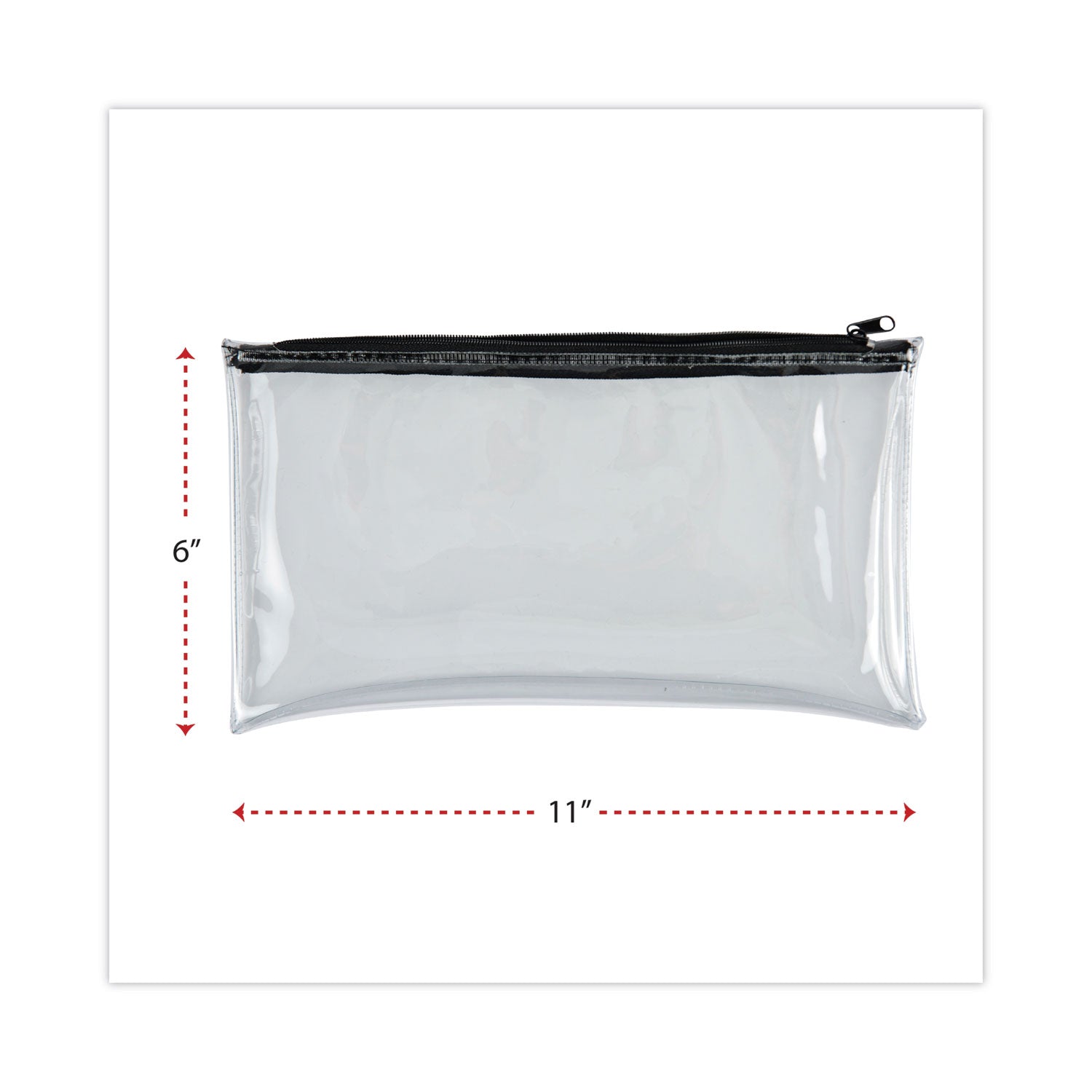 Universal® Zippered Wallets/Cases, Leatherette PU, 11 x 6, Clear/Black, 2/Pack