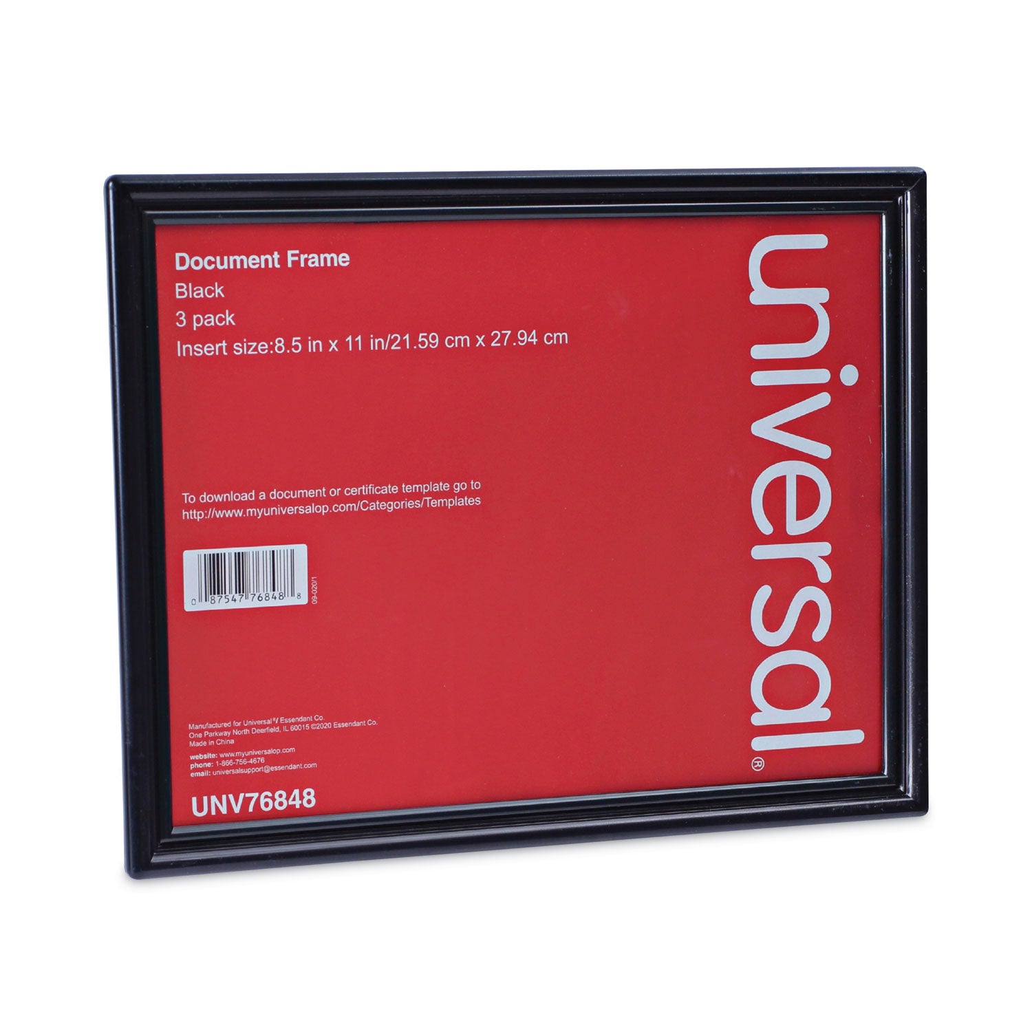 All Purpose Document Frame, 8.5 x 11 Insert, Black, 3/Pack