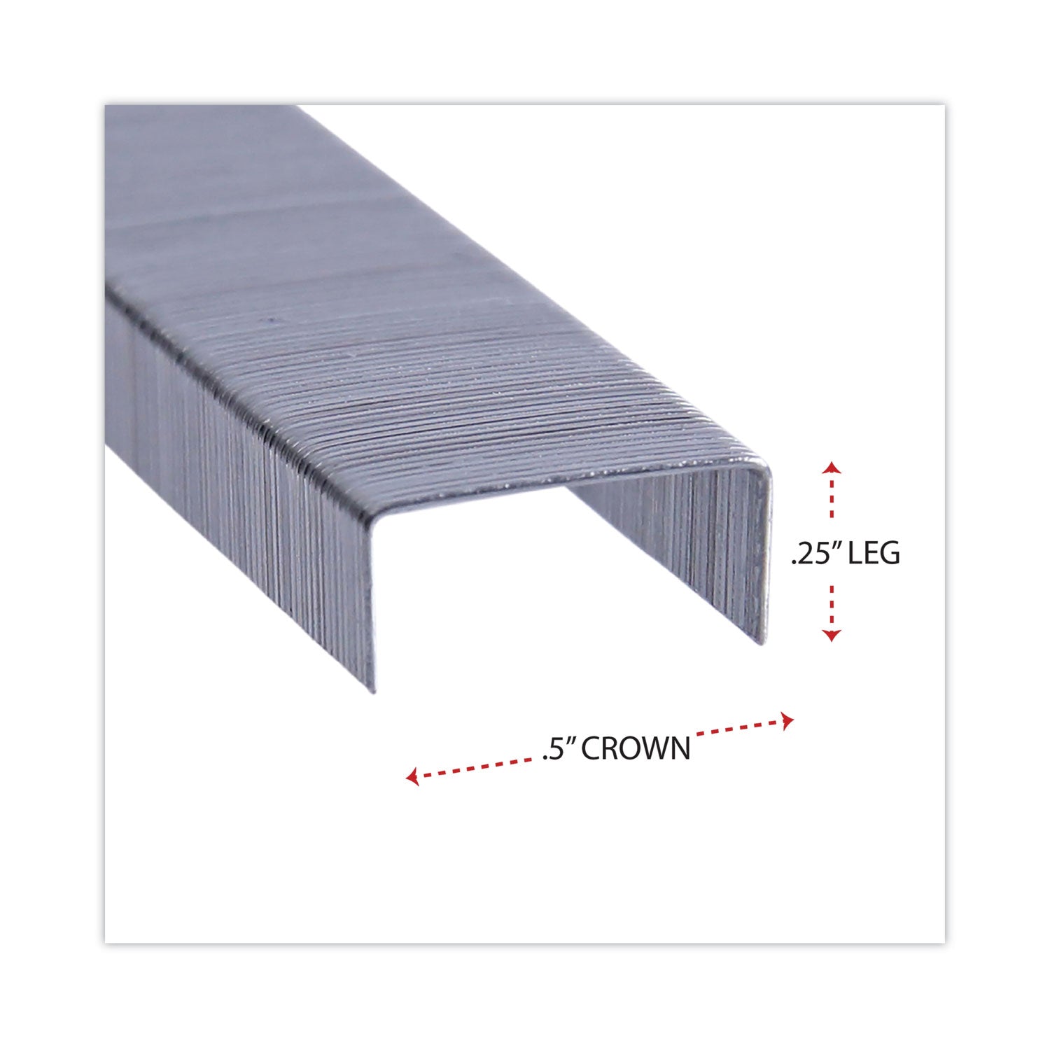 Universal® Standard Chisel Point Staples, 0.25" Leg, 0.5" Crown, Steel, 5,000/Box, 5 Boxes/Pack, 25,000/Pack