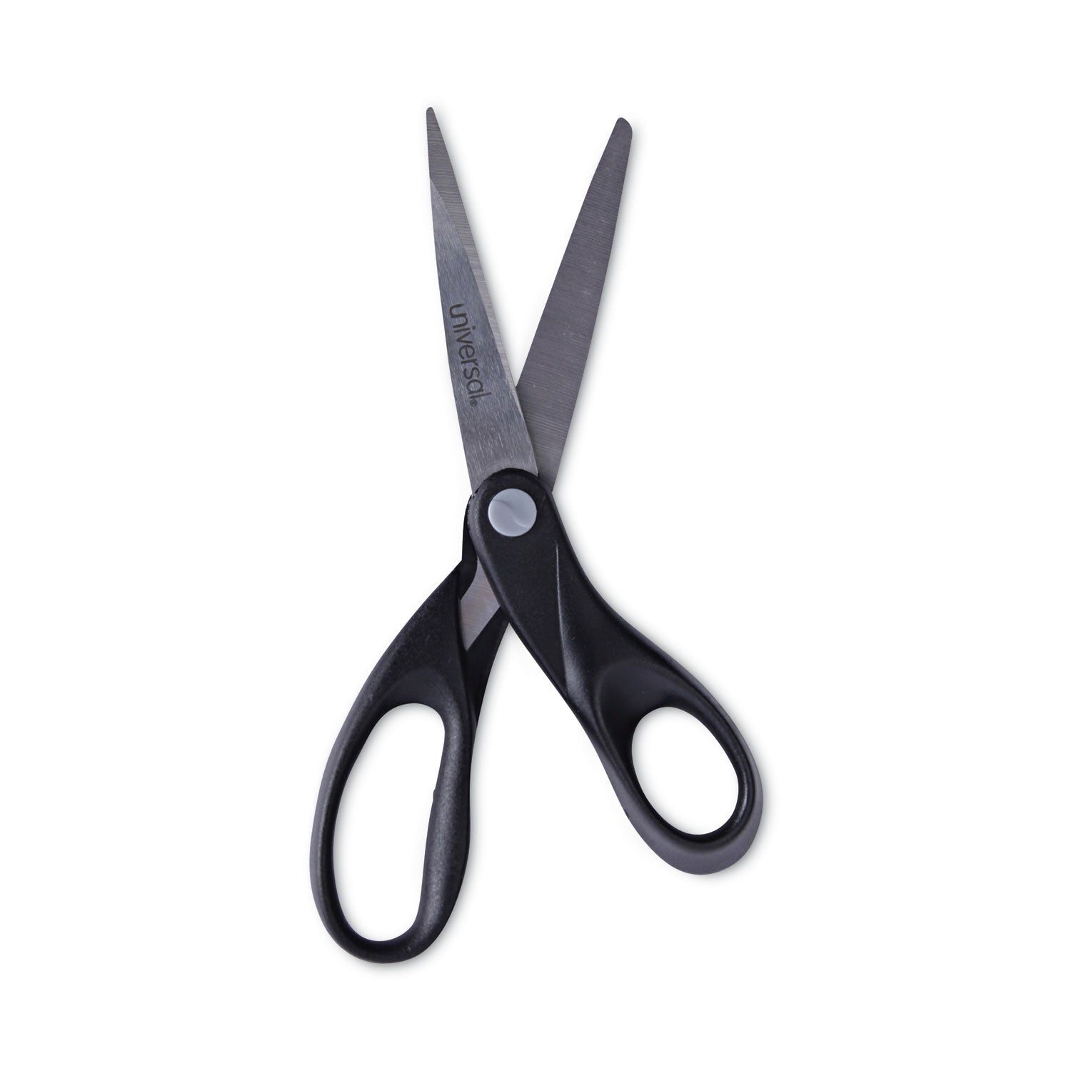 Universal® Stainless Steel Office Scissors, 8" Long, 3.75" Cut Length, Straight Black Handle