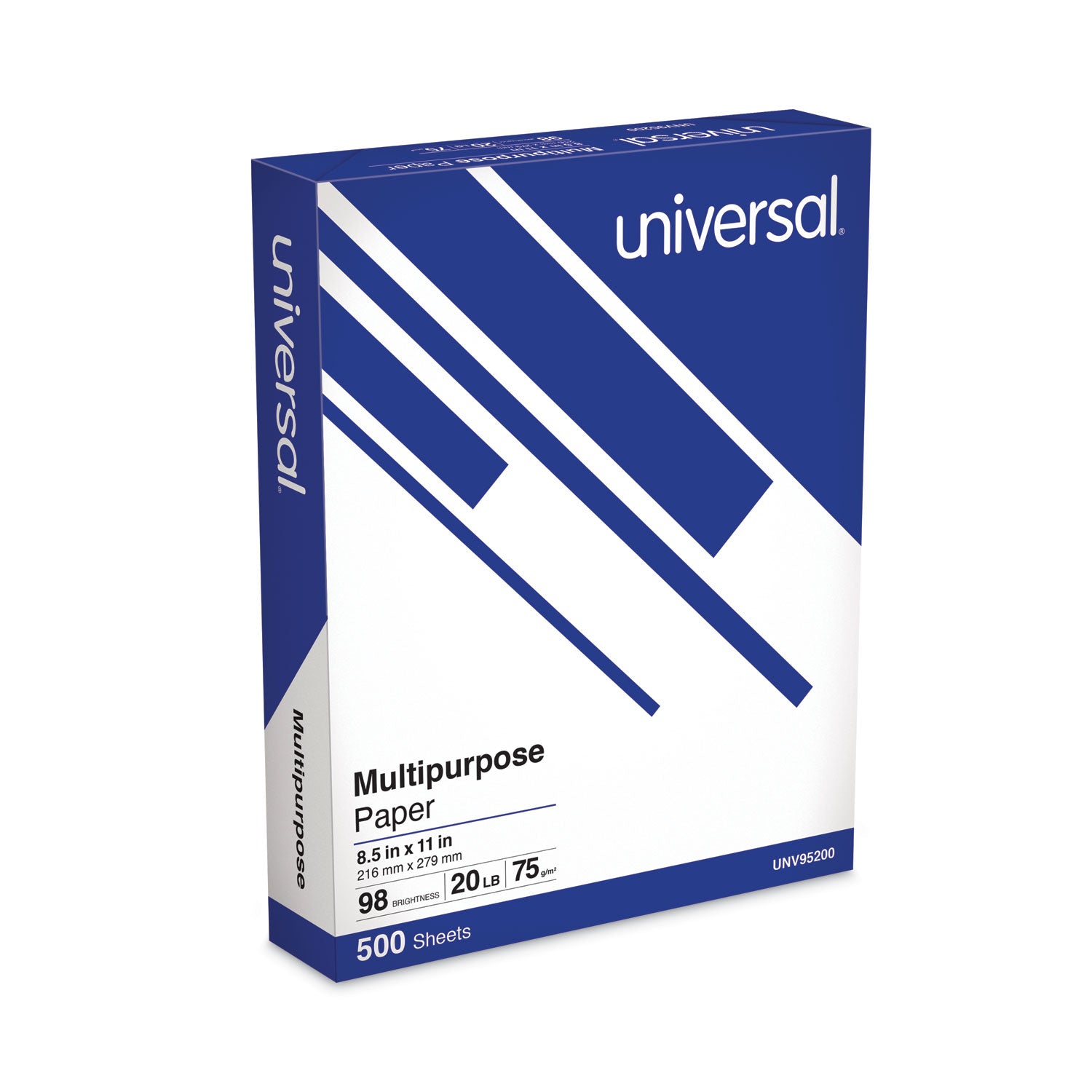 Universal® Deluxe Multipurpose Paper, 98 Bright, 20 lb Bond Weight, 8.5 x 11, Bright White, 500 Sheets/Ream, 10 Reams/Carton