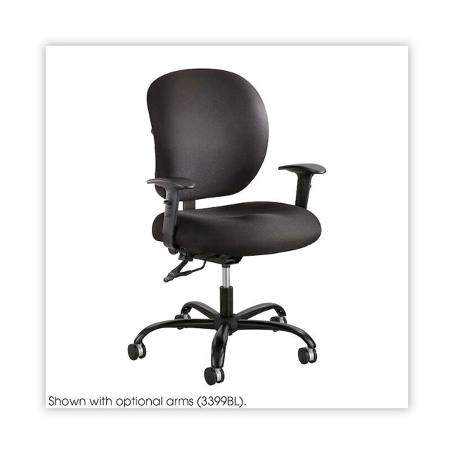 Safco® Alday Intensive-Use Chair, Supports Up to 500 lb, 17.5" to 20" Seat Height, Black