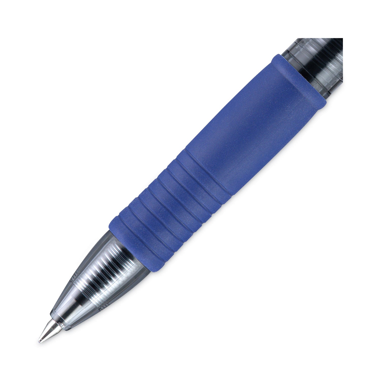 Pilot® G2 Premium Gel Pen, Retractable, Extra-Fine 0.5 mm, Blue Ink, Smoke/Blue Barrel, Dozen