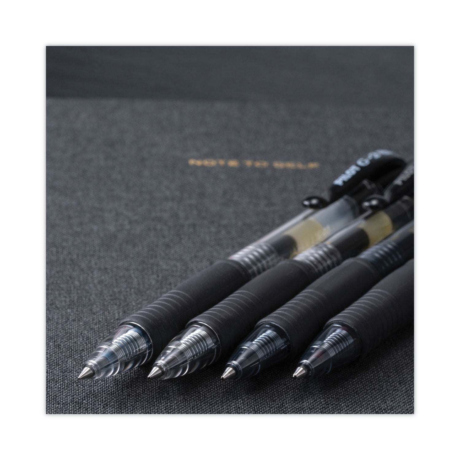 Pilot® G2 Premium Gel Pen, Retractable, Extra-Fine 0.5 mm, Black Ink, Smoke/Black Barrel, Dozen