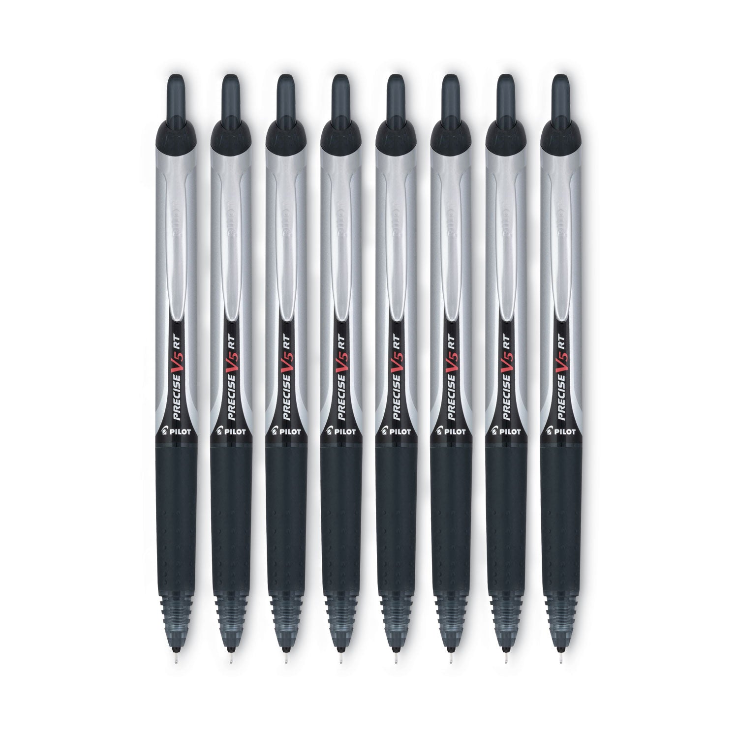 Pilot® Precise V5RT Roller Ball Pen, Retractable, Extra-Fine 0.5 mm, Black Ink, Black Barrel