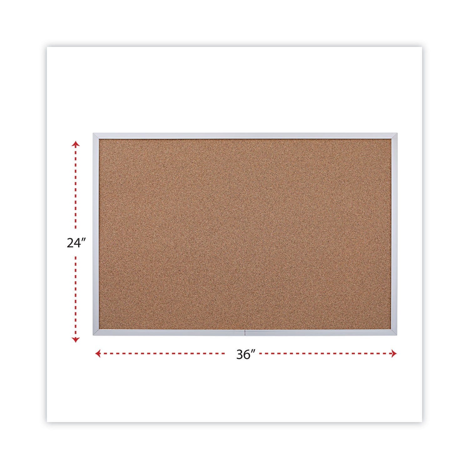 Universal® Cork Bulletin Board, 36 x 24, Tan Surface, Aluminum Frame