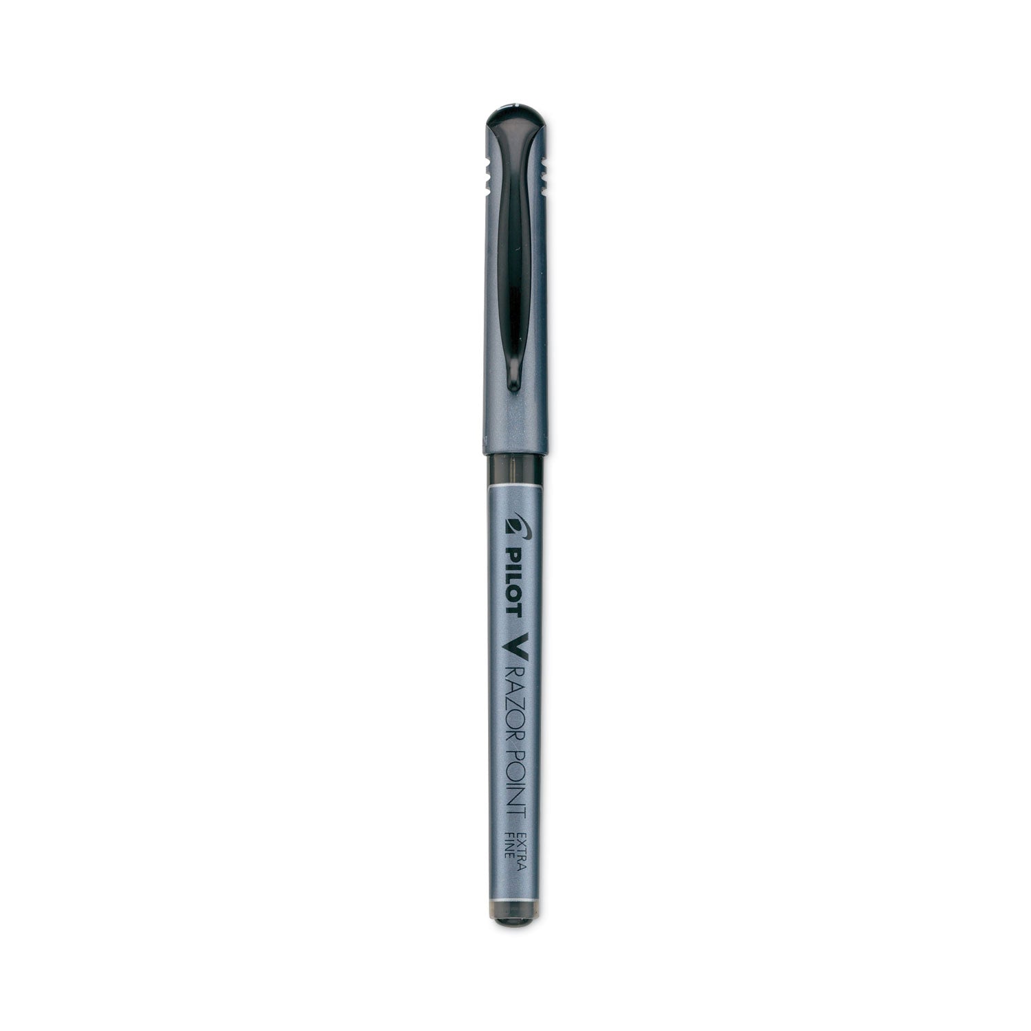 Pilot® V Razor Point Liquid Ink Porous Point Pen, Stick, Extra-Fine 0.5 mm, Black Ink, Gray/Smoke Barrel, Dozen