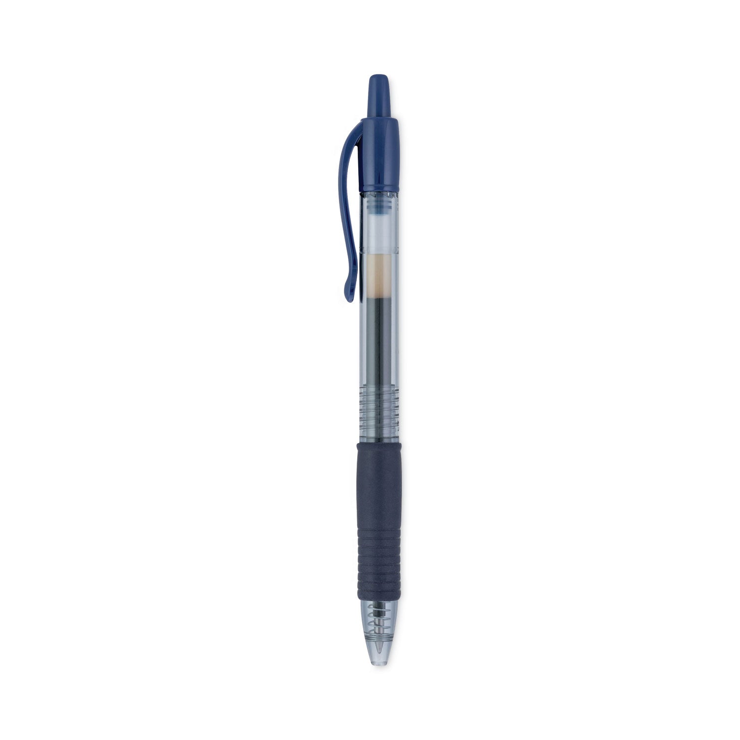 Pilot® G2 Premium Gel Pen, Retractable, Fine 0.7 mm, Navy Blue Ink, Smoke/Blue Barrel, Dozen