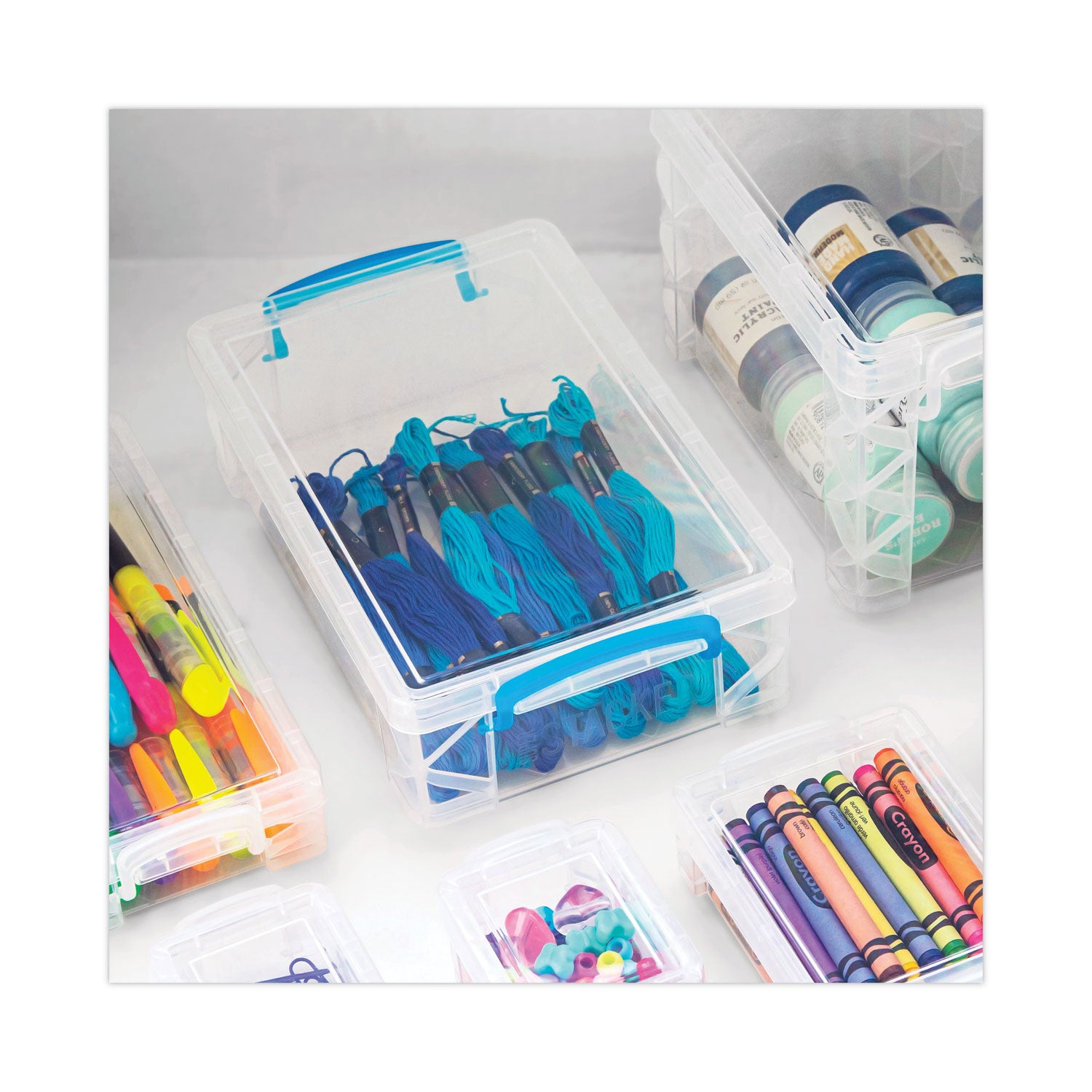 Advantus Super Stacker Large Pencil Box, Plastic, 9 x 5.5 x 2.62, Clear