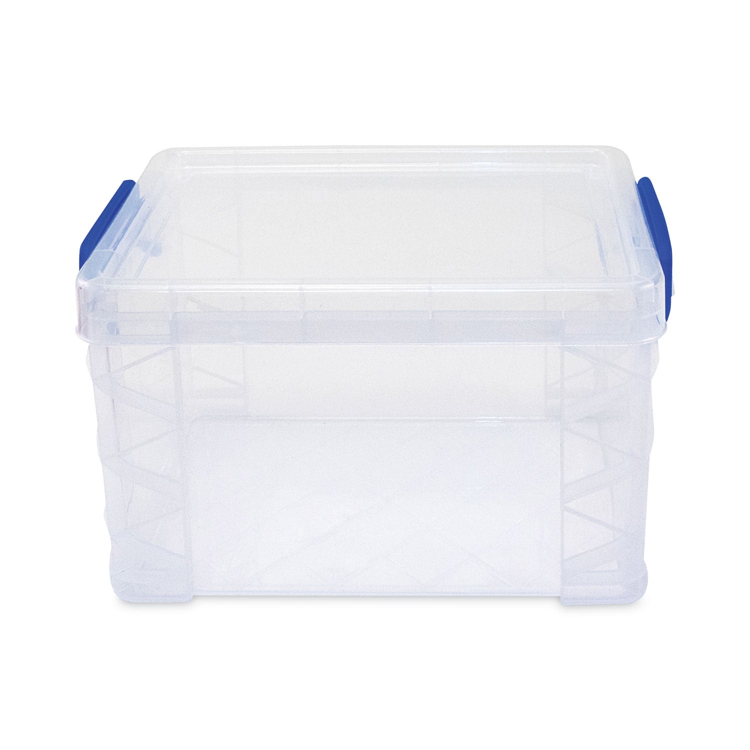 Super Stacker Lift-Off Lid Storage Tote, 7.25" x 10.88" x 6.38", Transparent/Blue