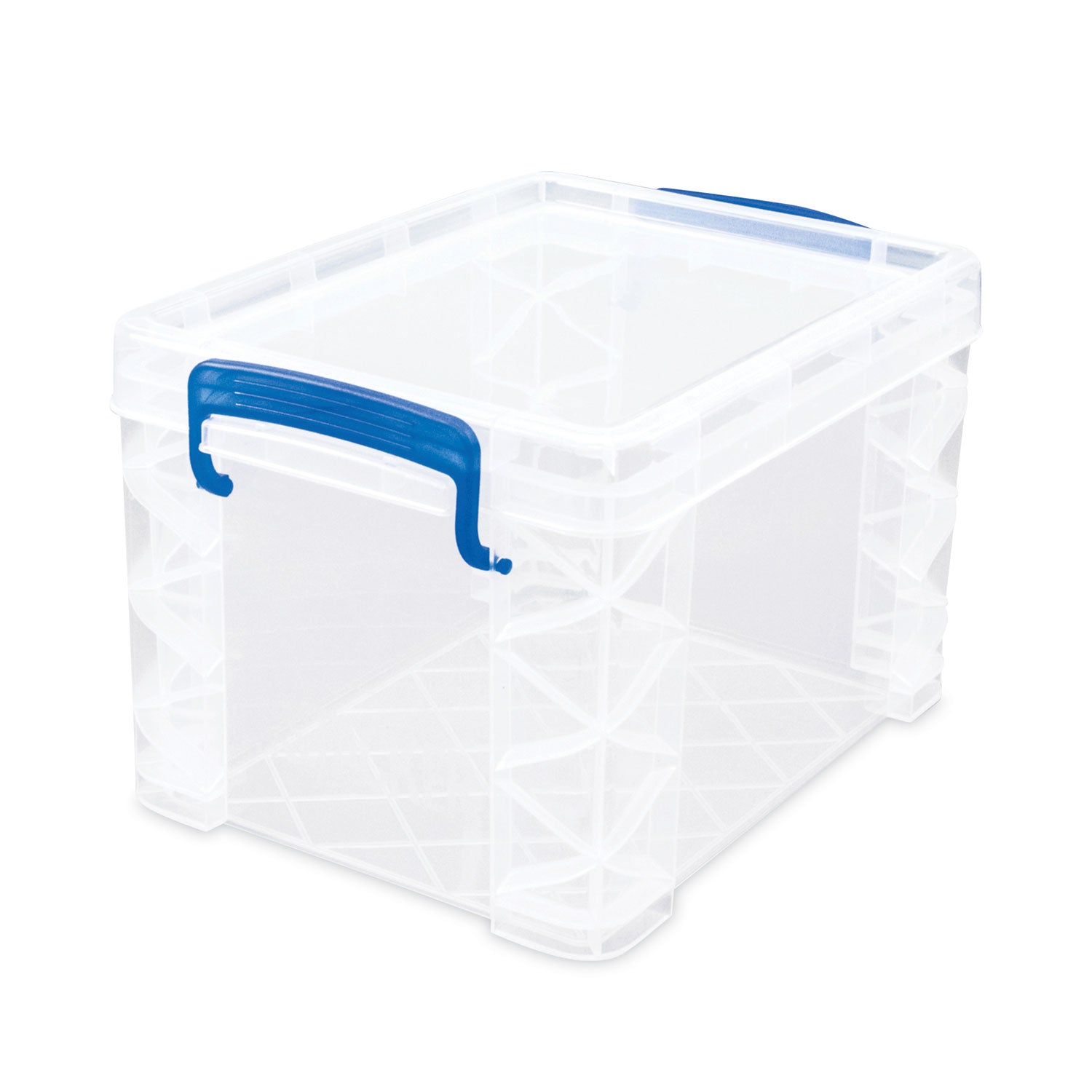 Advantus Super Stacker Lift-Off Lid Storage Tote, 7.25" x 10.88" x 6.38", Transparent/Blue