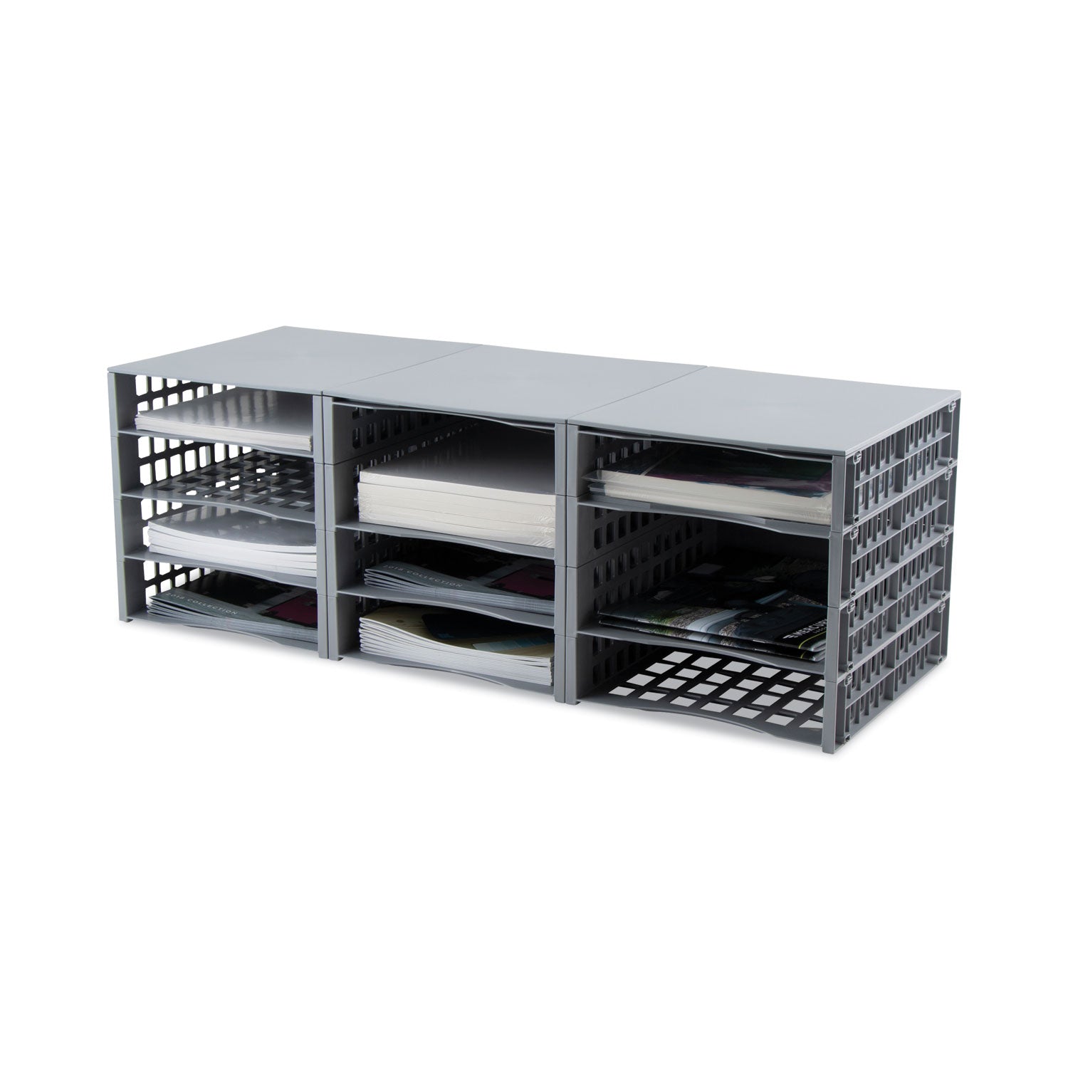 Advantus Snap Configurable Tray System, 12 Compartments, 22.75 x 9.75 x 13, Gray