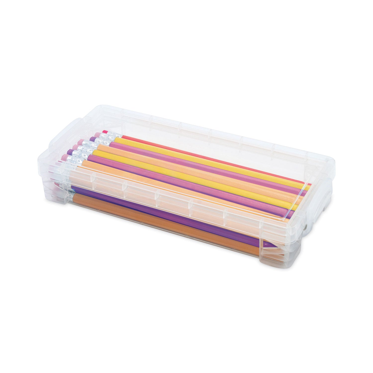 Advantus Super Stacker Pencil Box, Plastic, 8.25 x 3.75 x 1.5, Clear