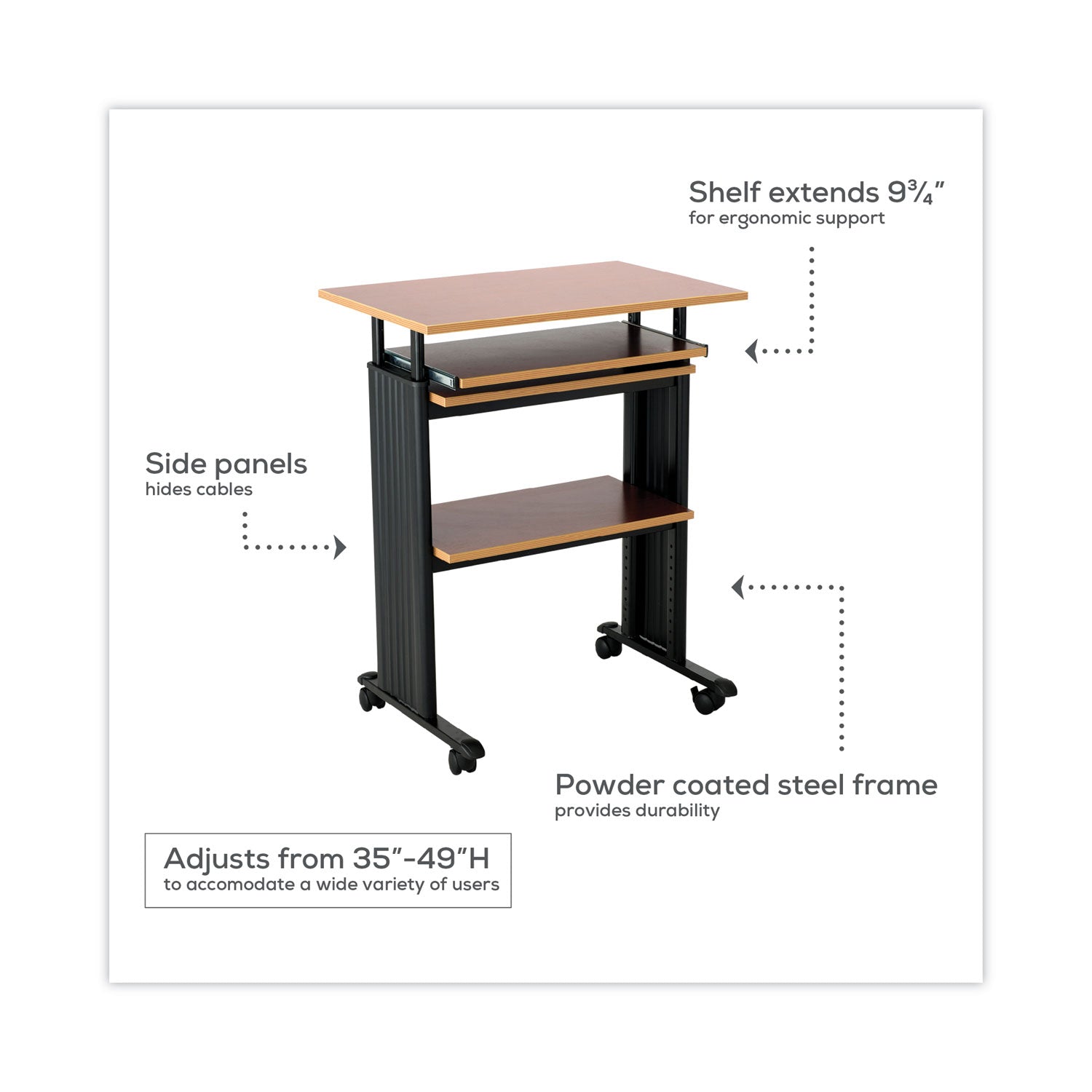 Safco® Muv Stand-Up Adjustable-Height Desk, 29.5" x 22" x 35" to 49", Gray