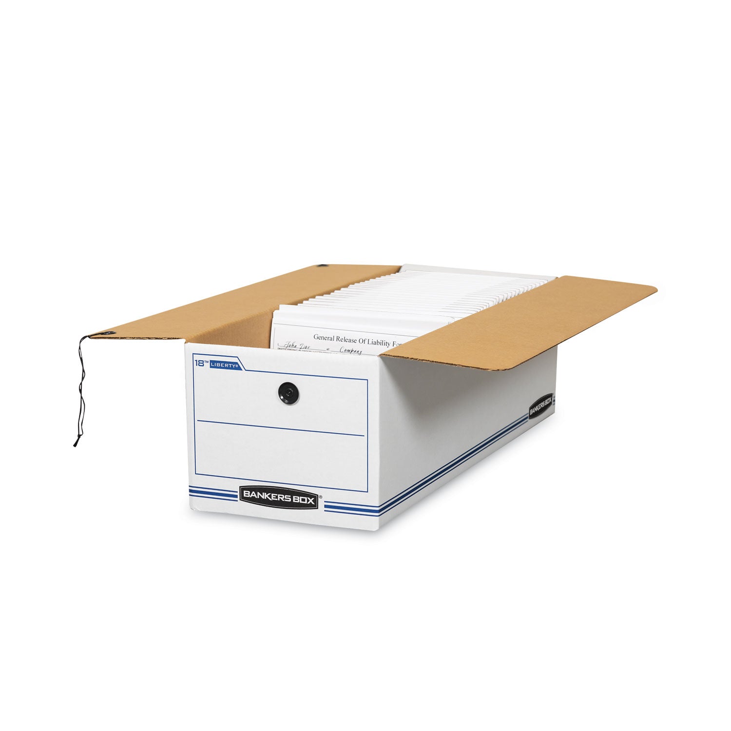 Bankers Box® LIBERTY Check and Form Boxes, 9" x 24.25" x 7.5", White/Blue, 12/Carton