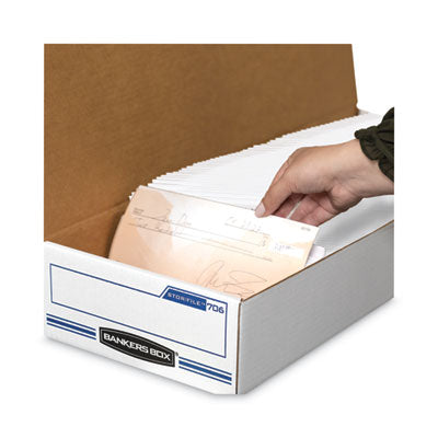 STOR/FILE Check Boxes, 9.25" x 25" x 4.13", White/Blue, 12/Carton Flipcost Flipcost