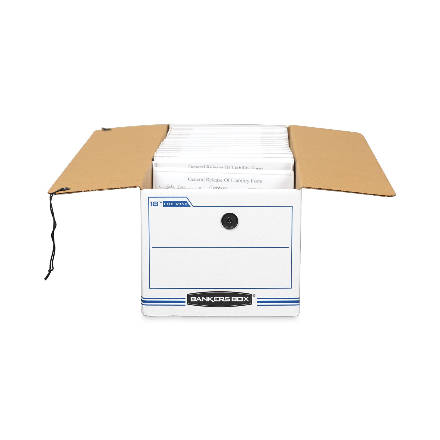 Bankers Box® LIBERTY Check and Form Boxes, 9" x 24.25" x 7.5", White/Blue, 12/Carton