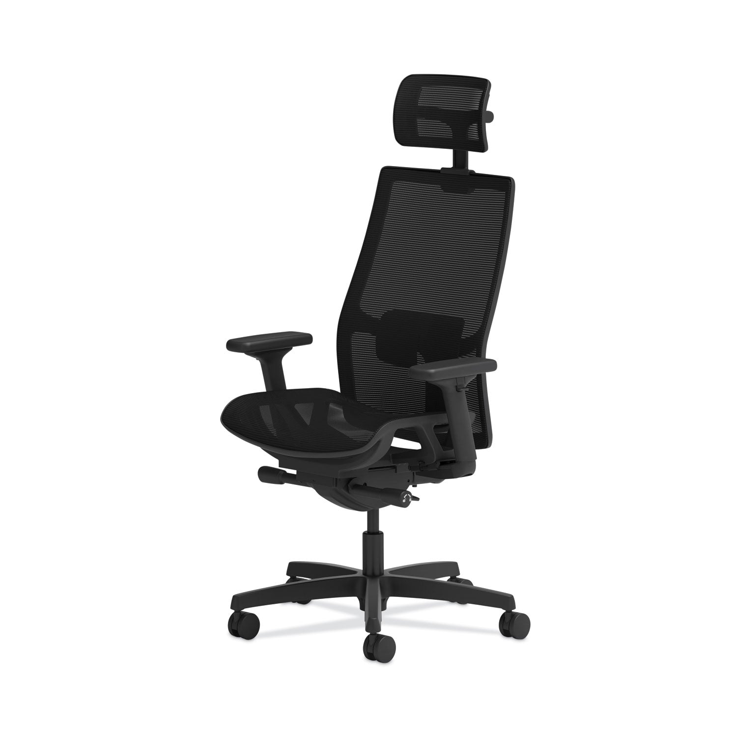 HON® Ignition 2.0 4-Way Stretch Mesh Back/Seat Task Chair with Headrest, Supports Up to 300 lbs, 17" to 21" Seat, Black Seat/Base