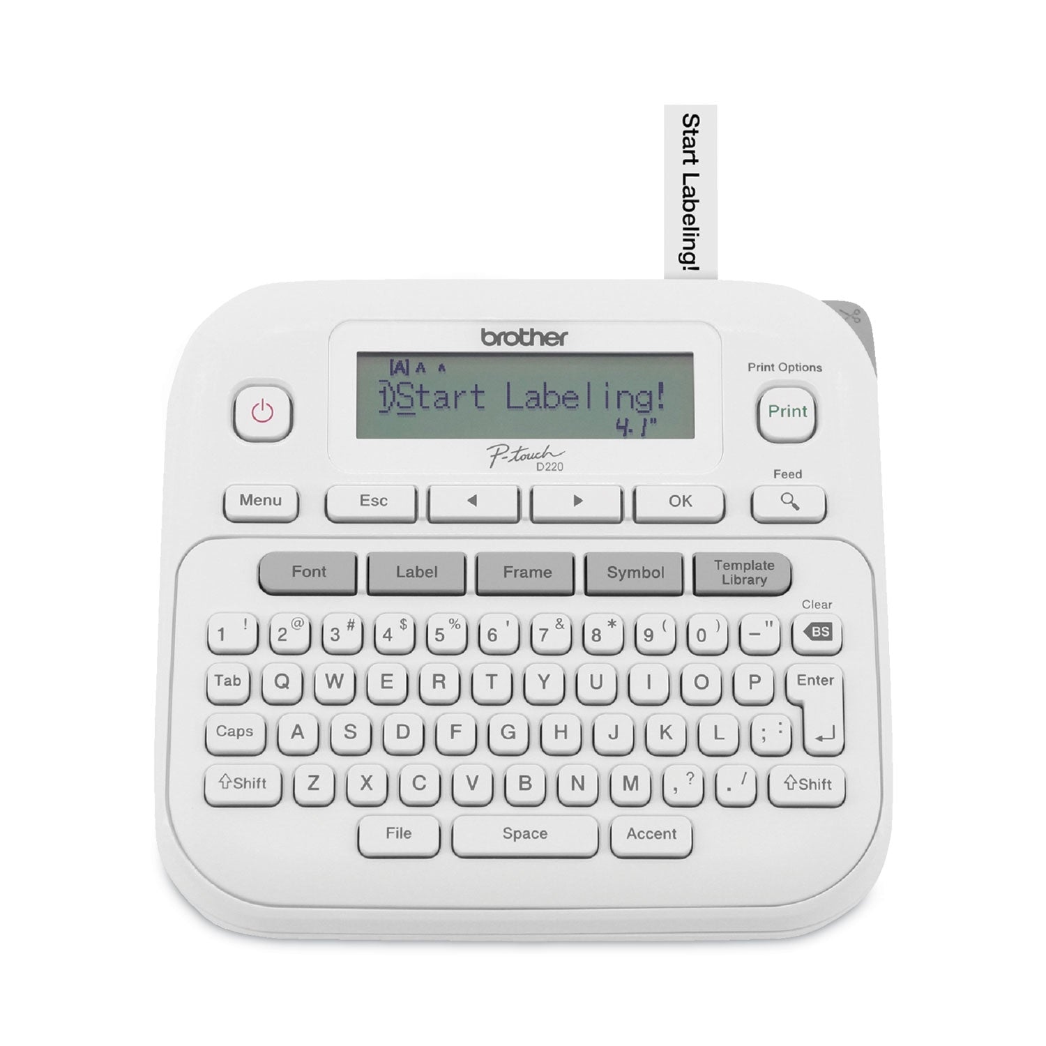 P-Touch PT-D220 Label Maker, 2 Lines, 3.9 x 9.3 x 10.2