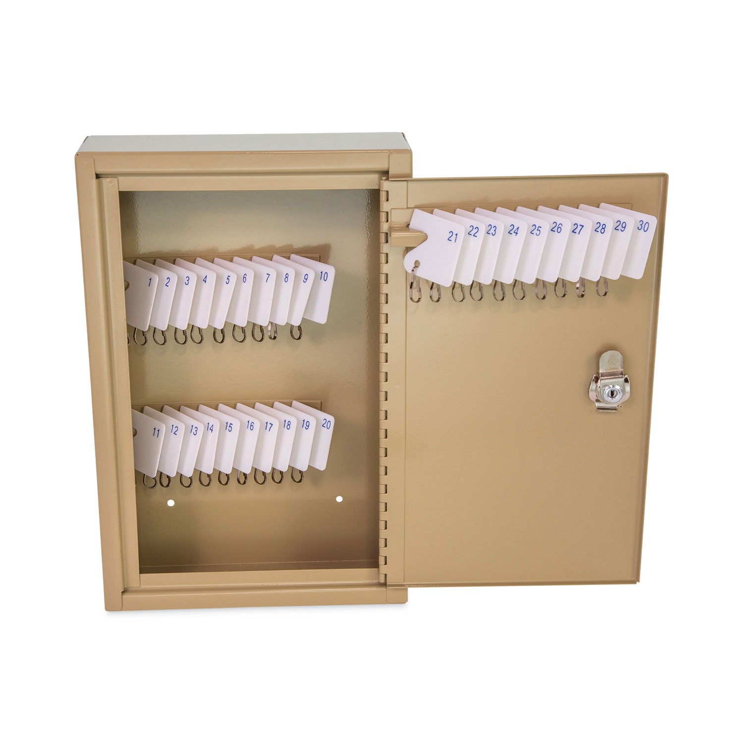 CONTROLTEK® Key Lockable Key Cabinet, 30-Key, Metal, Sand, 8 x 2.63 x 12.13