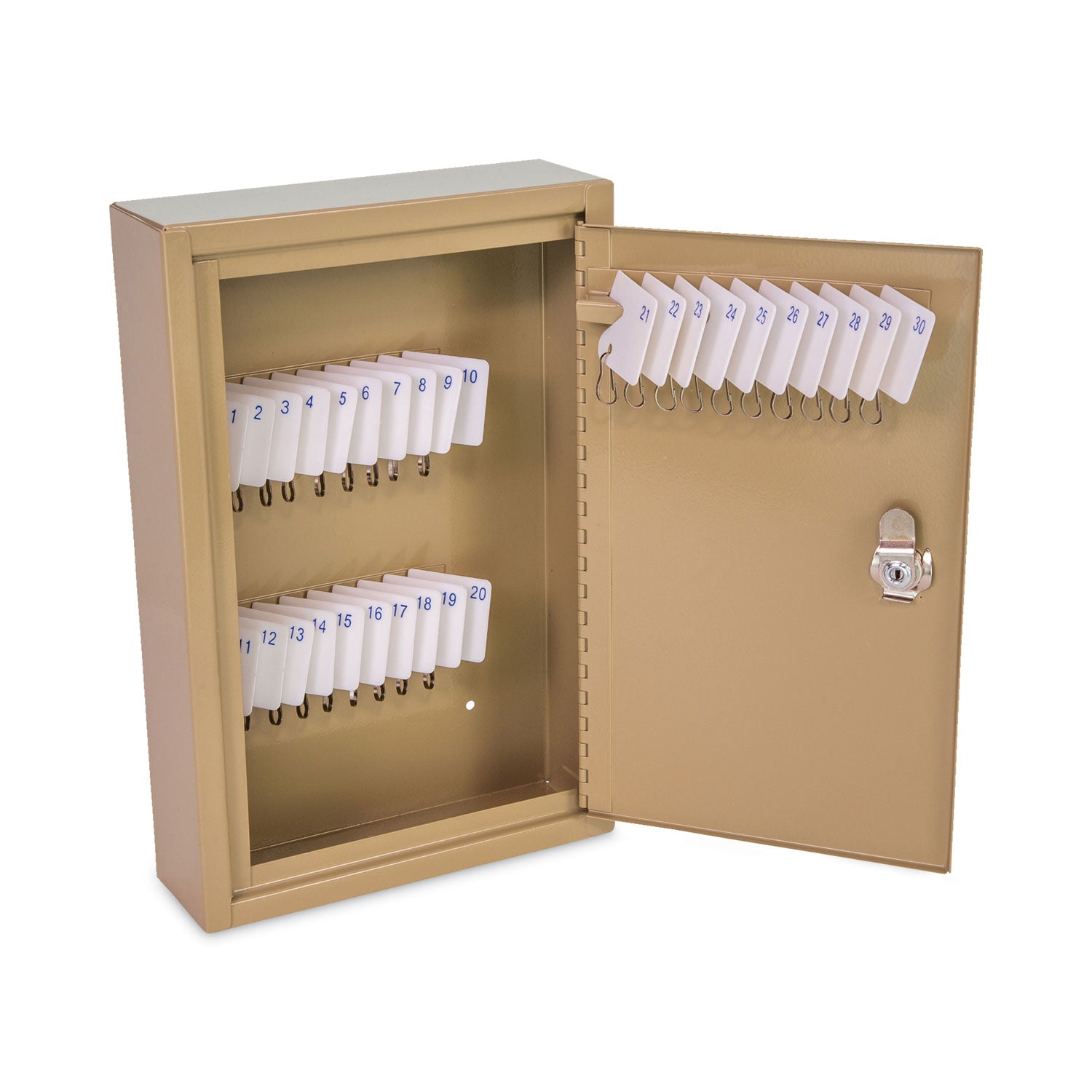 CONTROLTEK® Key Lockable Key Cabinet, 30-Key, Metal, Sand, 8 x 2.63 x 12.13