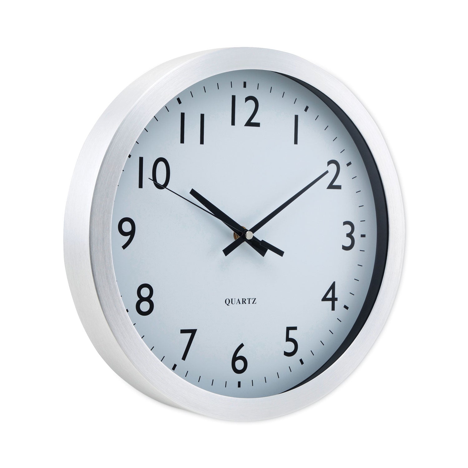 Universal® Brushed Aluminum Wall Clock, 12" Overall Diameter, Silver Case, 1 AA (sold separately)