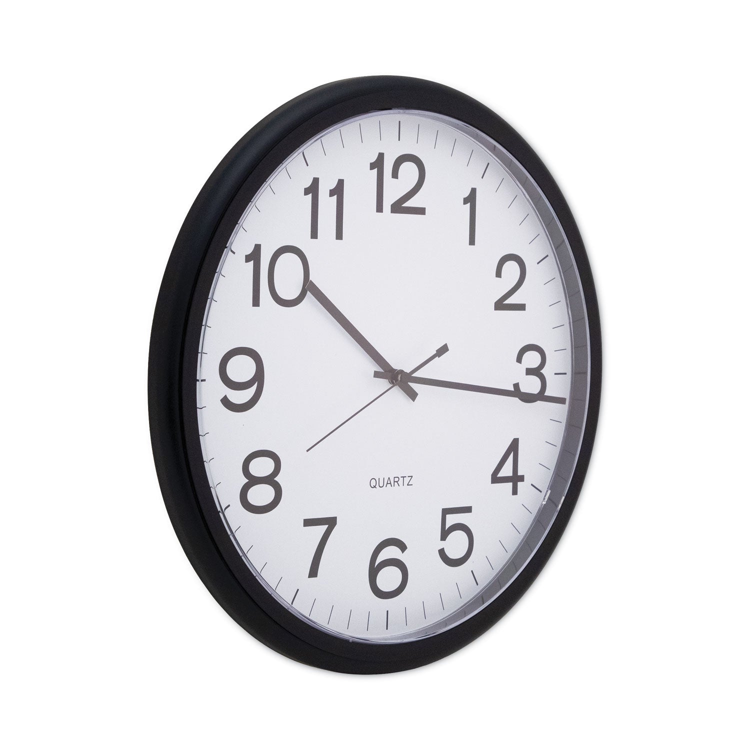 Universal® Round Wall Clock, 13.5" Overall Diameter, Black Case, 1 AA (sold separately)