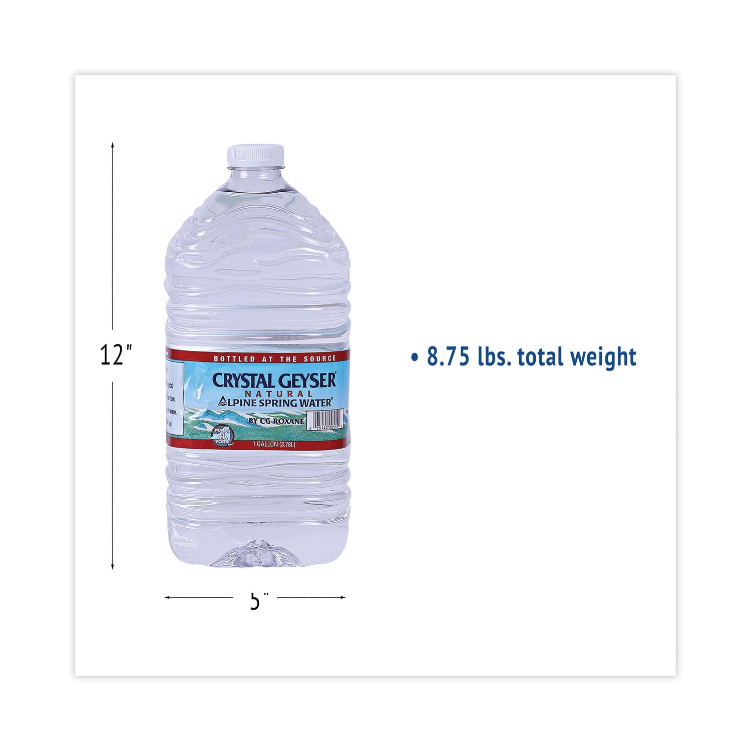 Crystal Geyser® Alpine Spring Water, 1 Gal Bottle, 6/Carton, 48 Cartons/Pallet