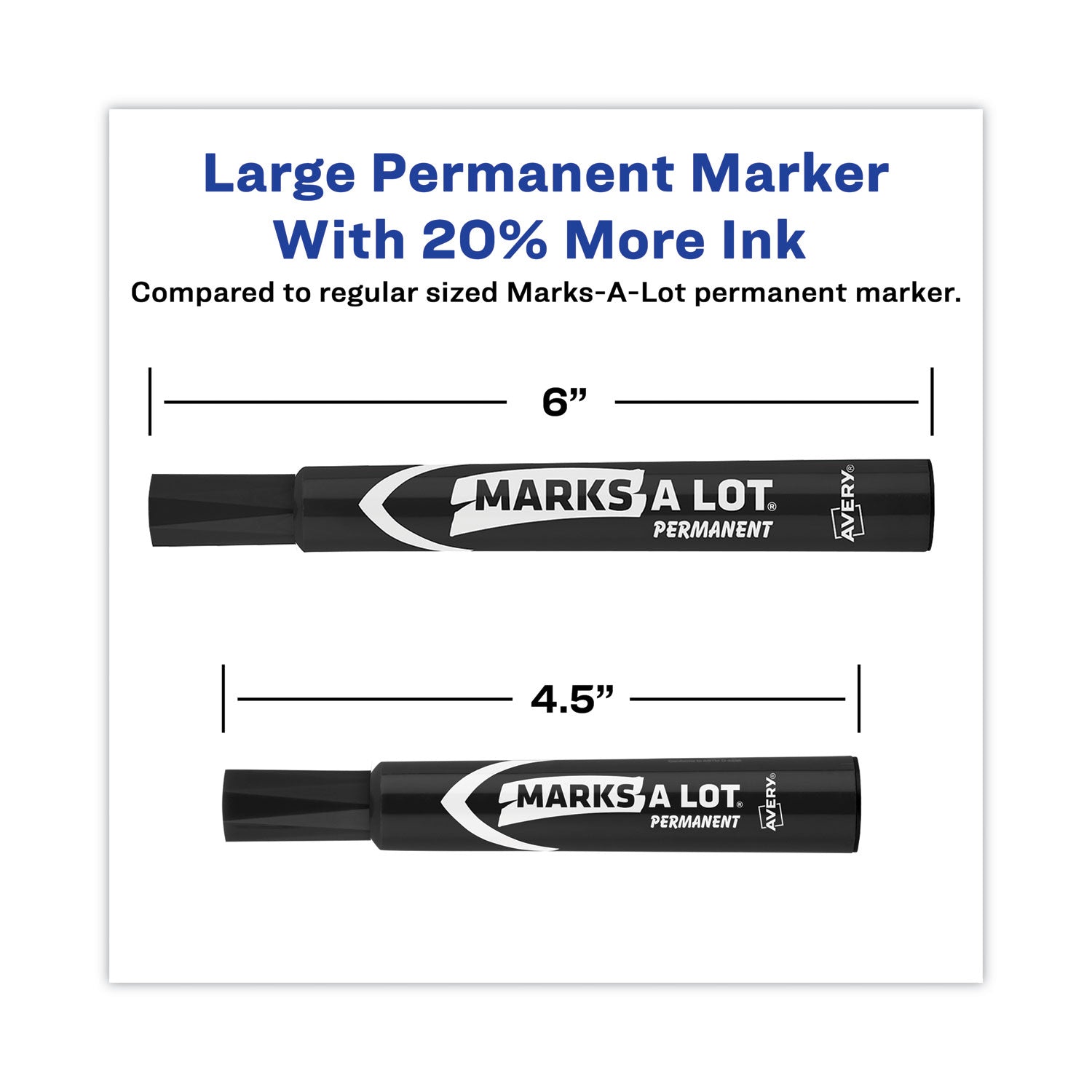 Avery® MARKS A LOT Large Desk-Style Permanent Marker, Broad Chisel Tip, Black, Dozen (8888)