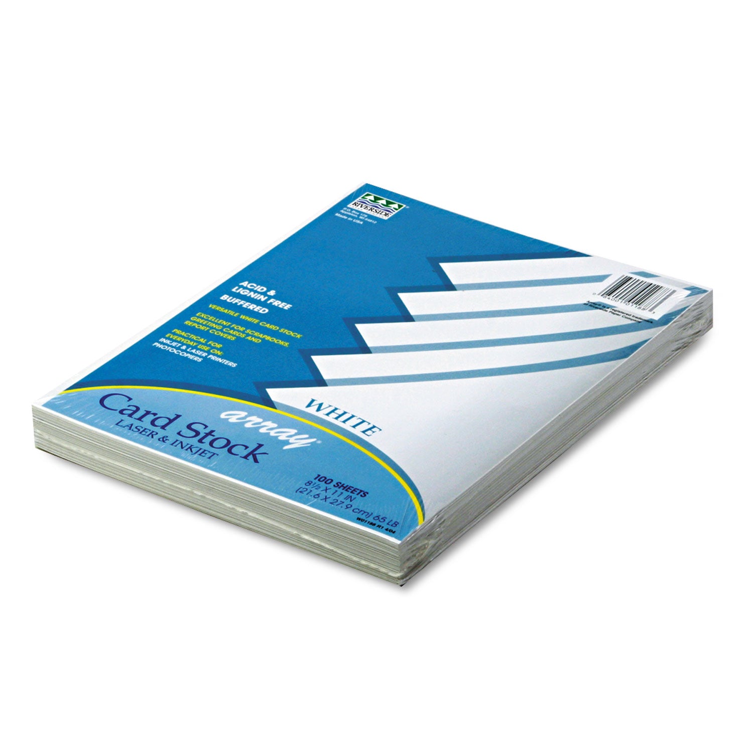 Array Card Stock, 65 lb Cover Weight, 8.5 x 11, White, 100/Pack