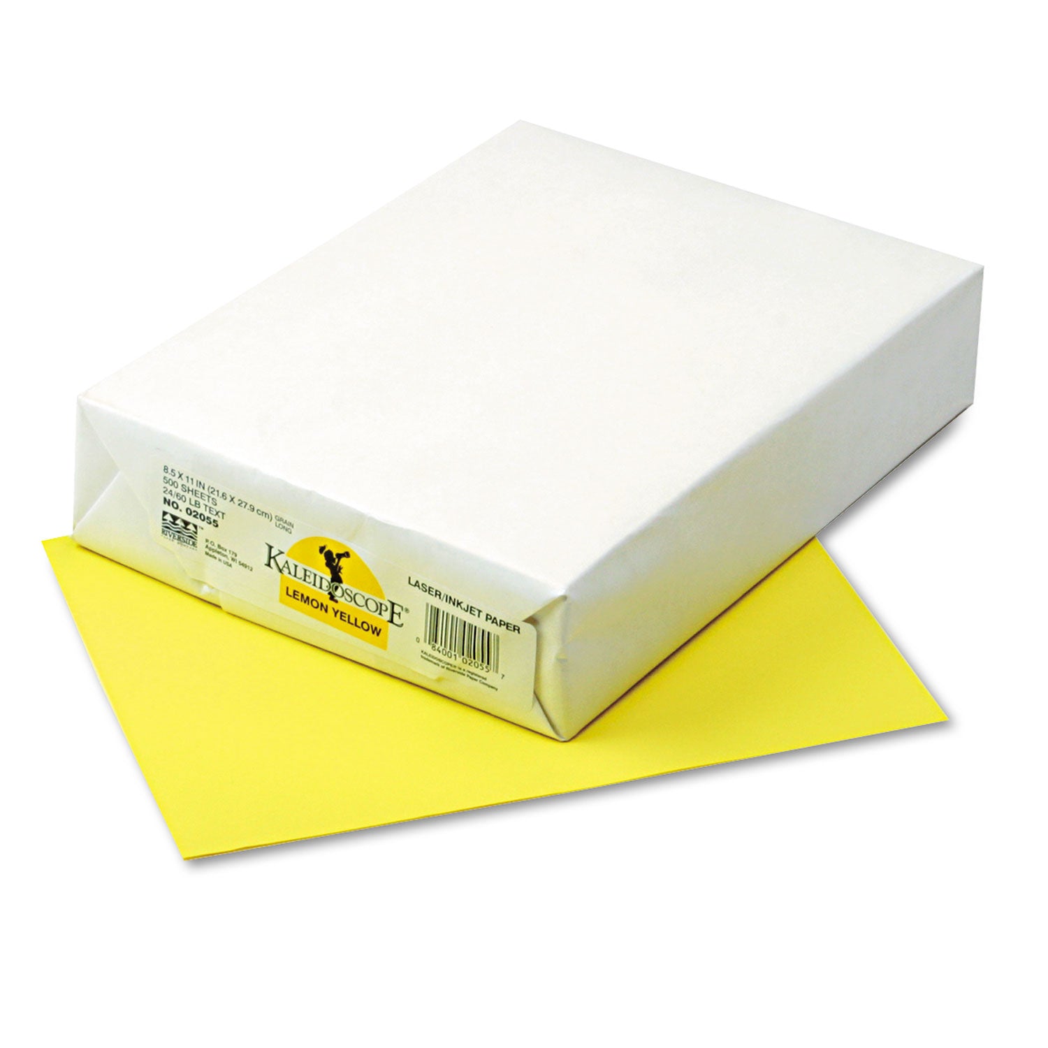 Kaleidoscope Multipurpose Colored Paper, 24 lb Bond Weight, 8.5 x 11, Lemon Yellow, 500/Ream