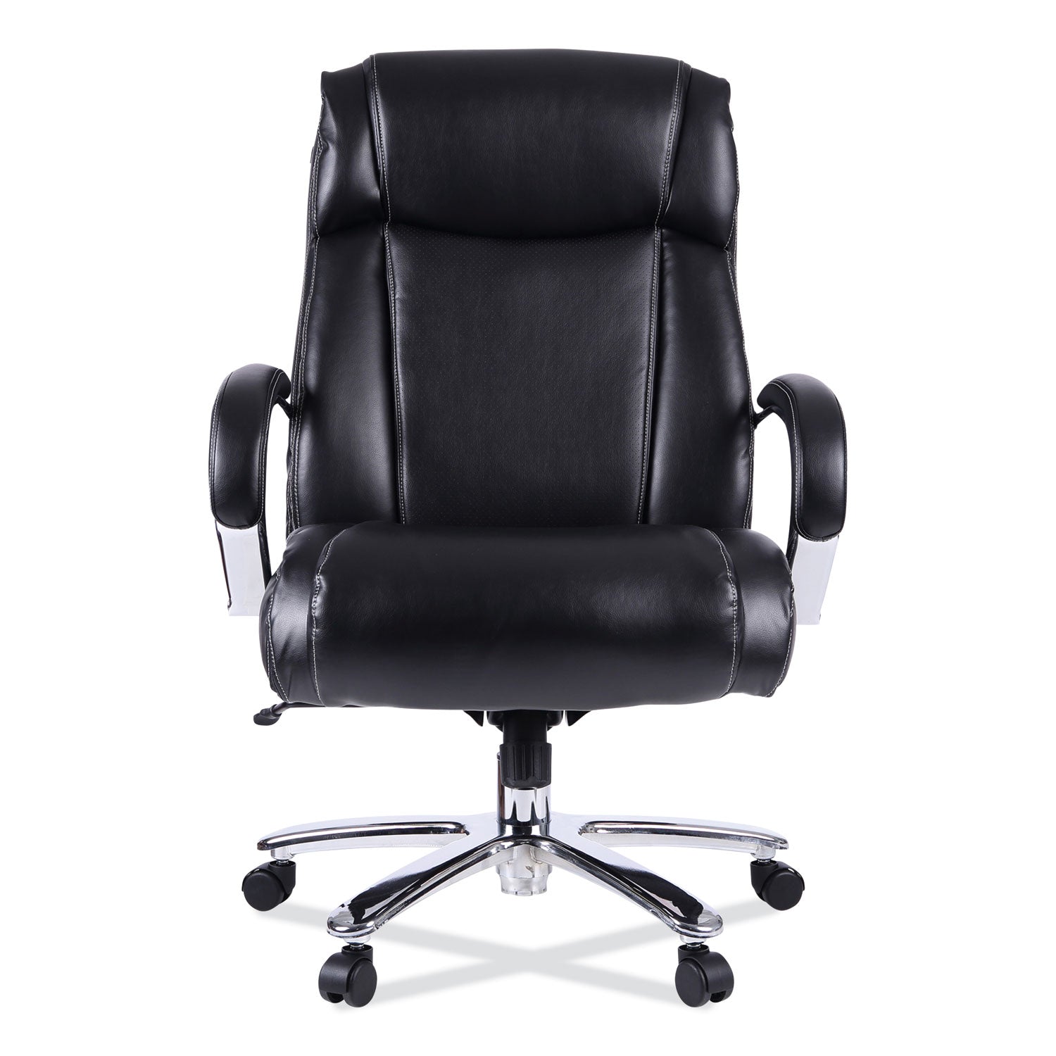 Alera® Alera Maxxis Series Big/Tall Bonded Leather Chair, Supports 500 lb, 19.7" to 25" Seat Height, Black Seat/Back, Chrome Base