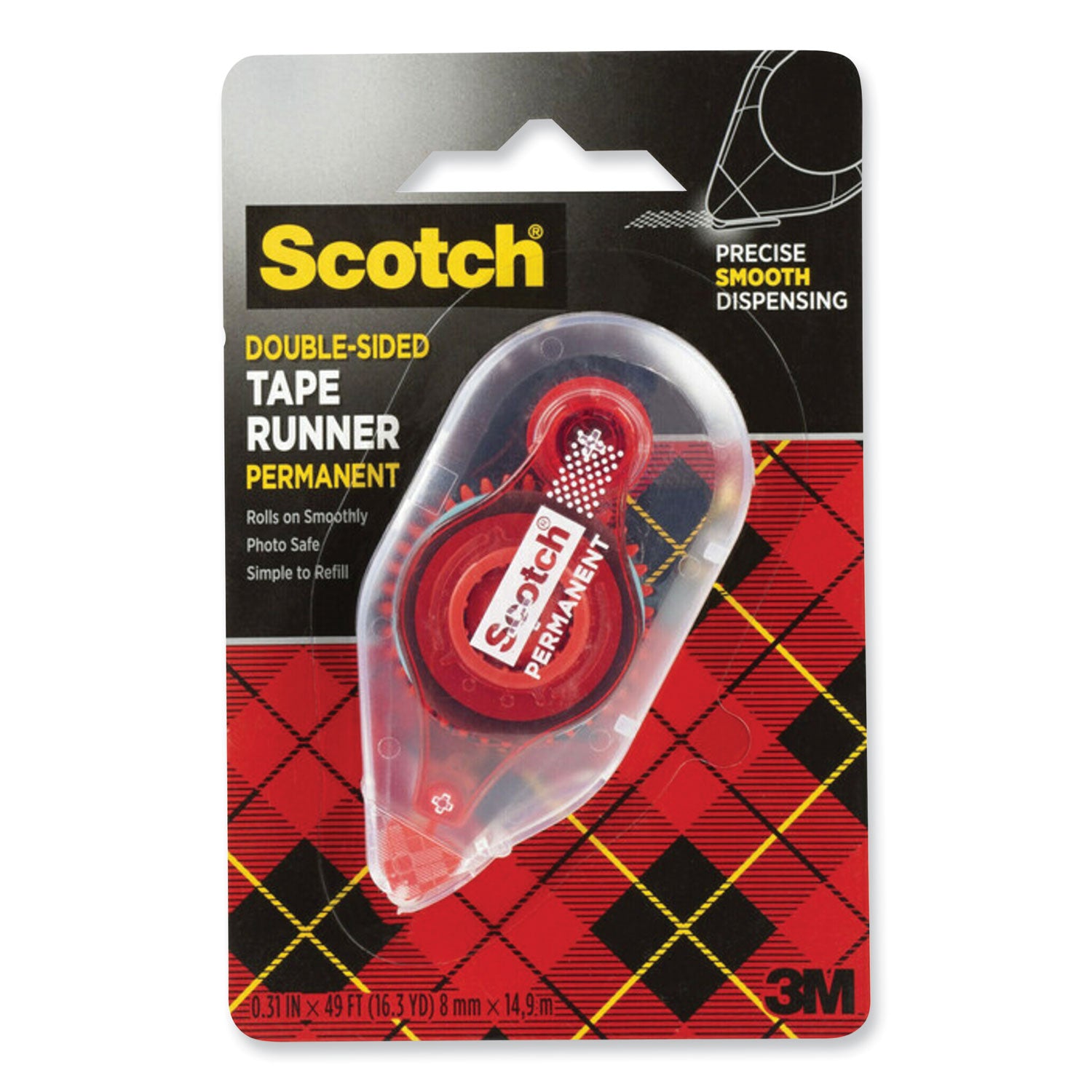 Scotch® Tape Runner, 0.31" x 49 ft, Dries Clear