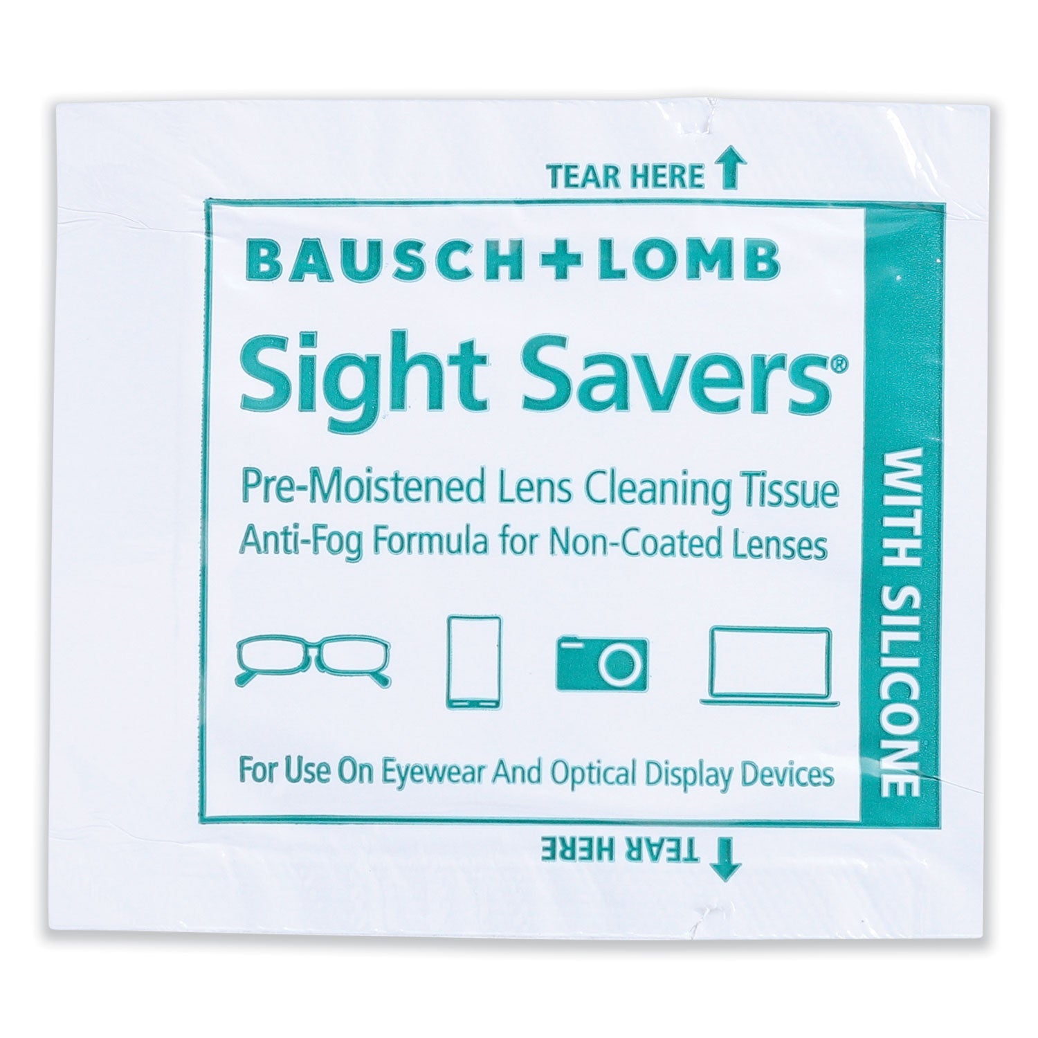 Bausch & Lomb Sight Savers Pre-Moistened Anti-Fog Tissues with Silicone, 8 x 5, 100/Box