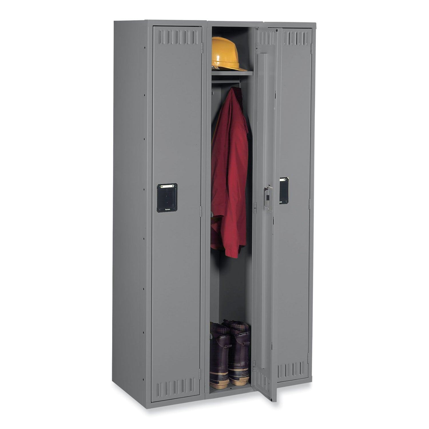 Tennsco Single-Tier Locker, Three Lockers with Hat Shelves and Coat Rods, 36w x 18d x 72h, Medium Gray