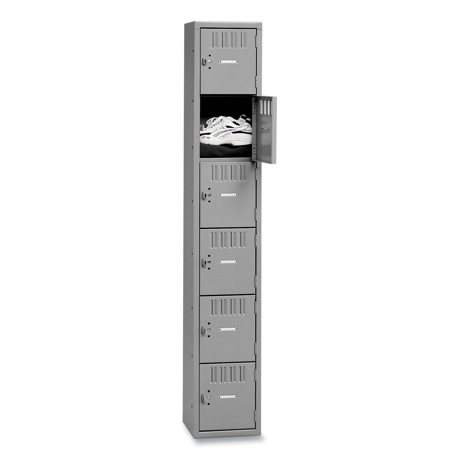 Tennsco Box Compartments, Single Stack, 12w x 18d x 72h, Medium Gray