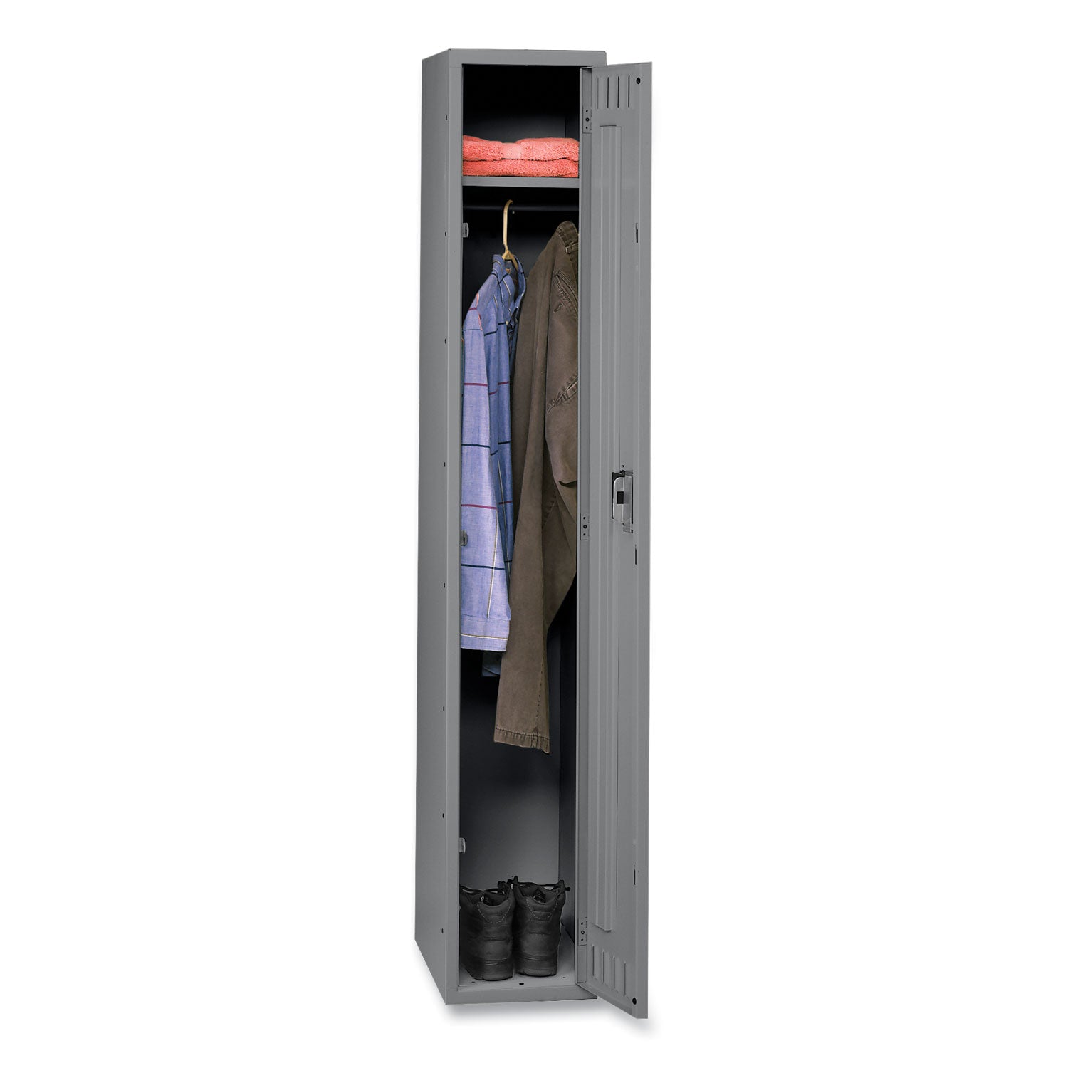 Tennsco Single-Tier Locker, One Locker with Hat Shelf and Coat Rod, 12w x 18d x 72h, Medium Gray