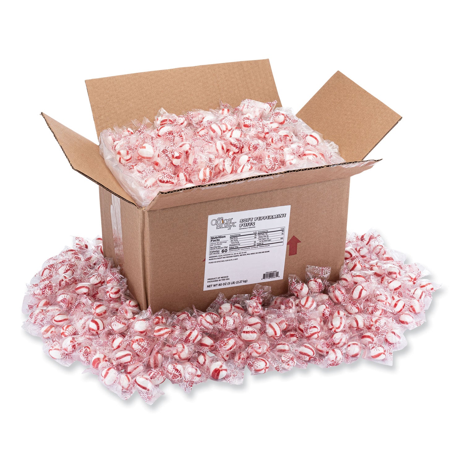 Candy Assortments, Peppermint Puffs Candy, 5 lb Carton