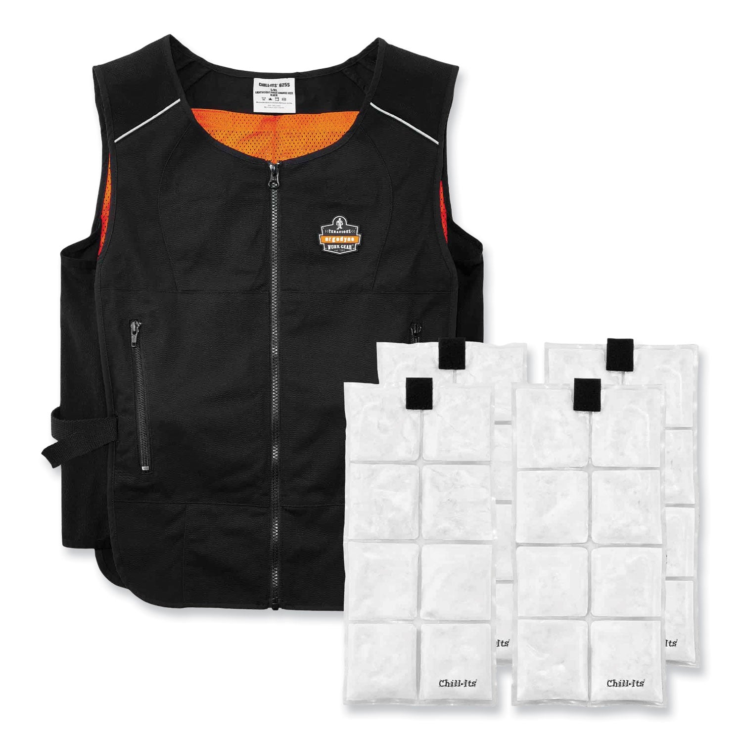 Chill-Its 6260 Lightweight Phase Change Cooling Vest with Packs, Cotton/Polyester, Small/Medium, Black ergodyne® Flipcost