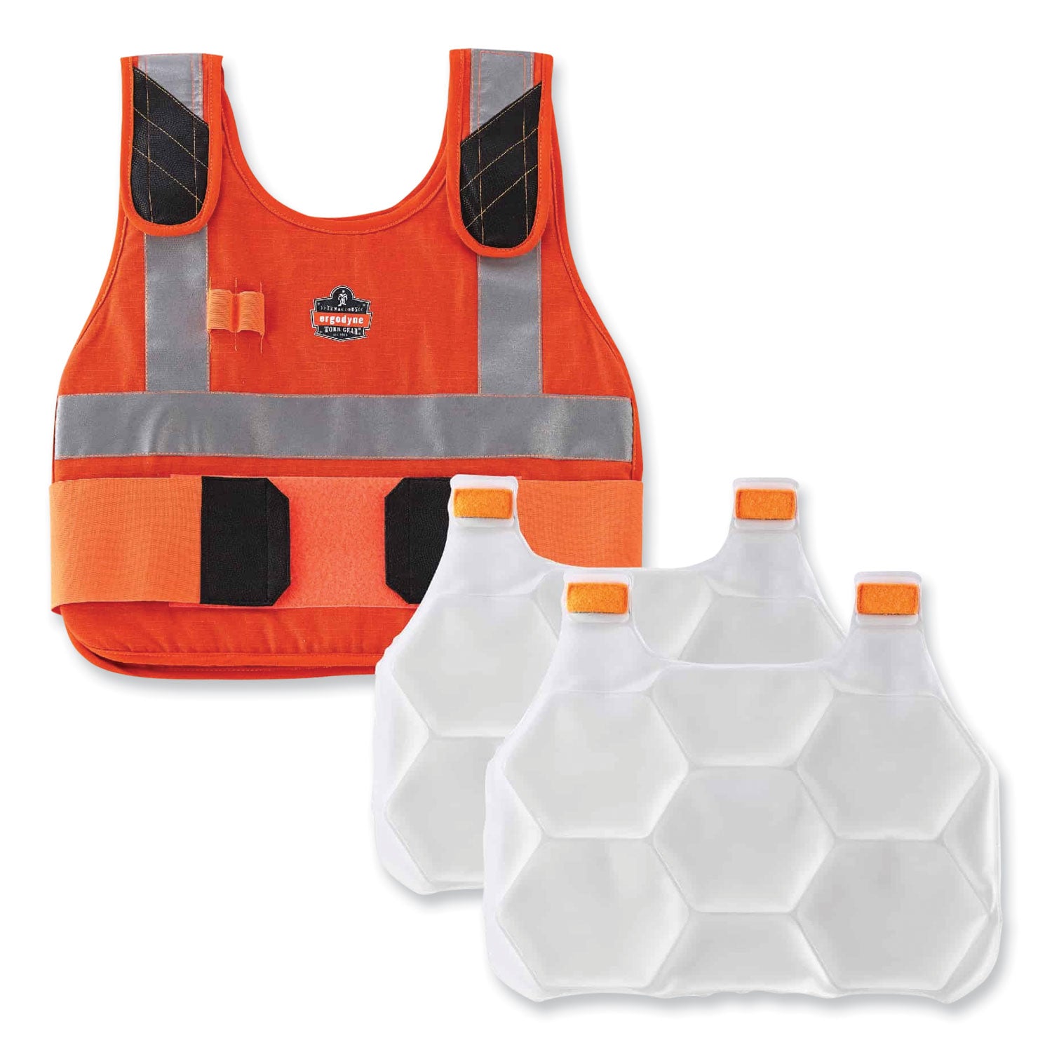 Chill-Its 6215 Premium FR Phase Change Cooling Vest with Packs, Modacrylic Cotton, Large/X-Large, Orange ergodyne® Flipcost