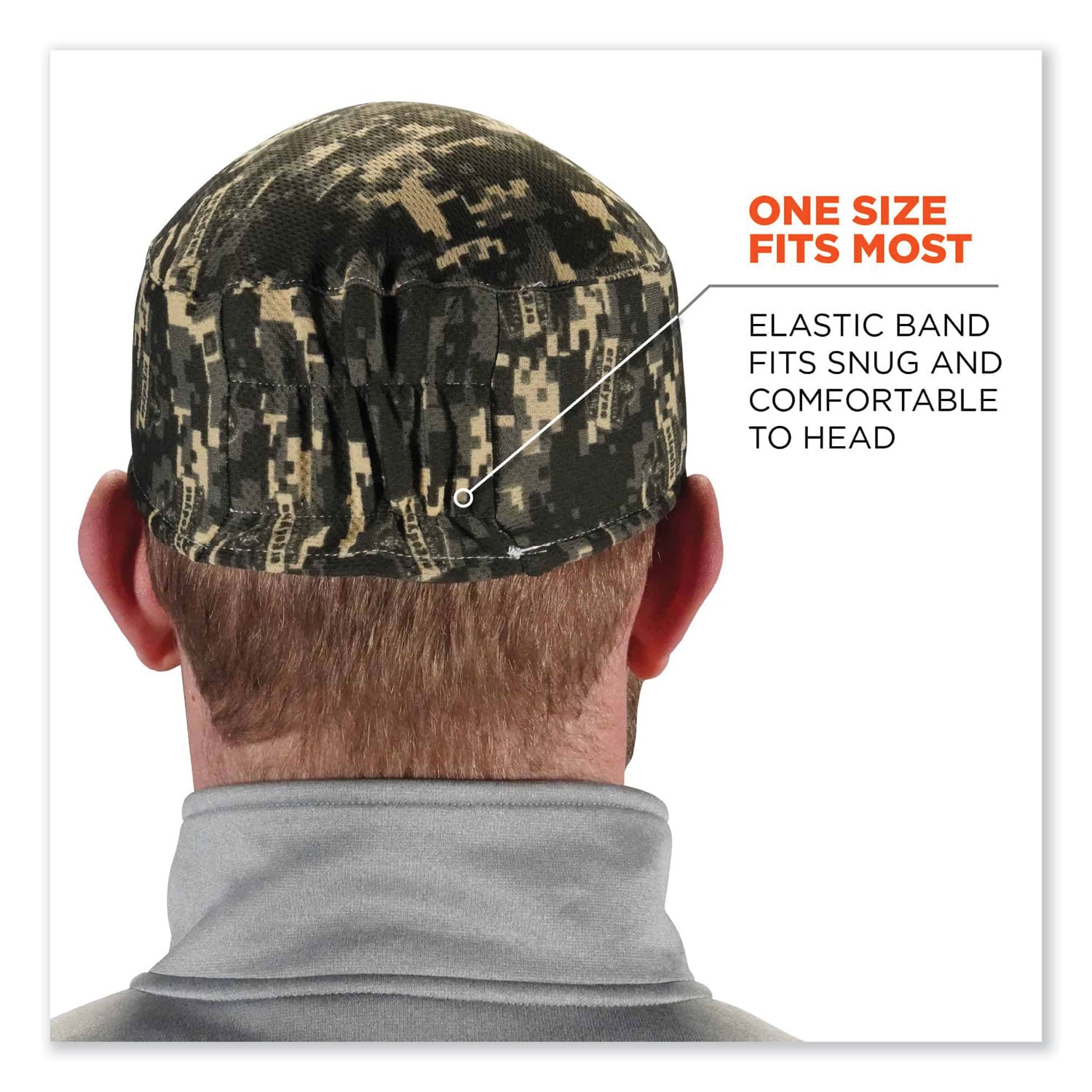 Ergodyne® Chill-Its 6630 High-Performance Terry Cloth Skull Cap, Polyester, One Size Fits Most, Camo