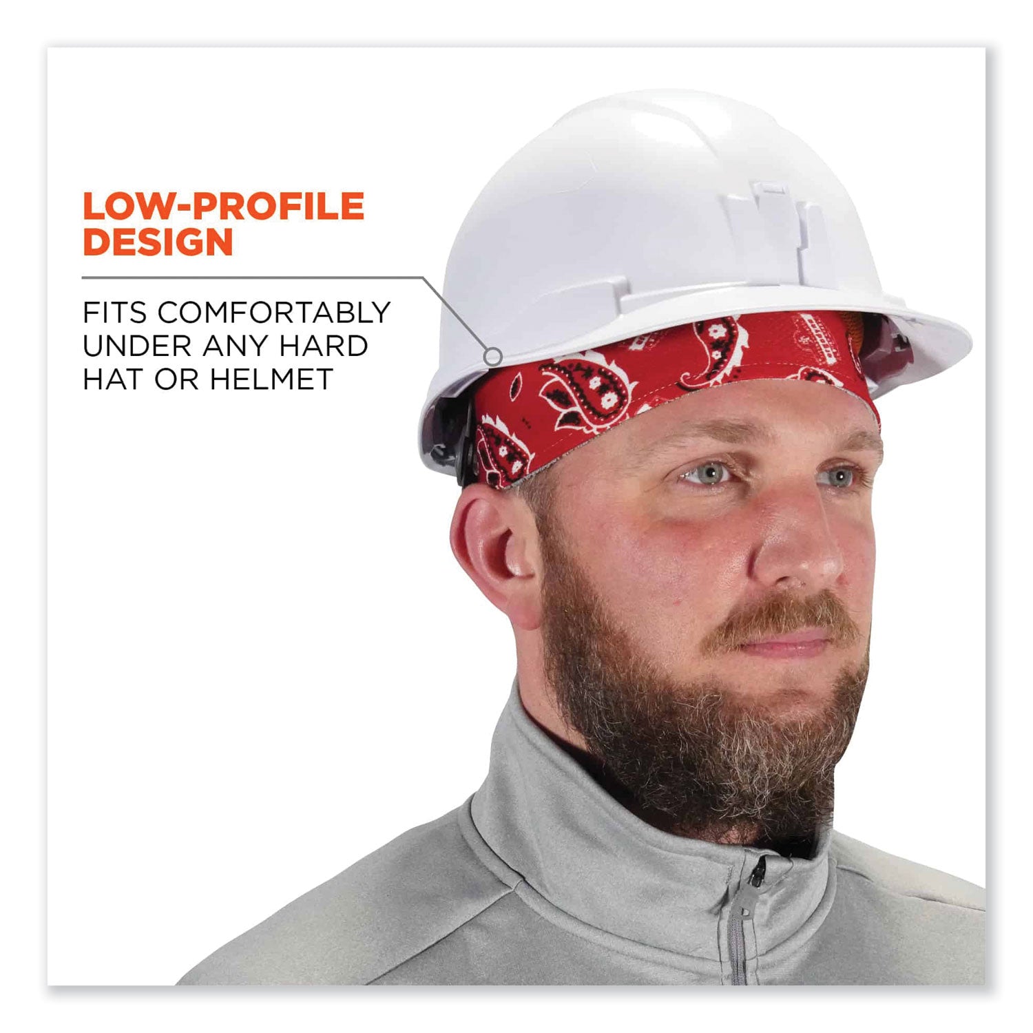 Ergodyne® Chill-Its 6630 High-Performance Terry Cloth Skull Cap, Polyester, One Size Fits Most, Red Western