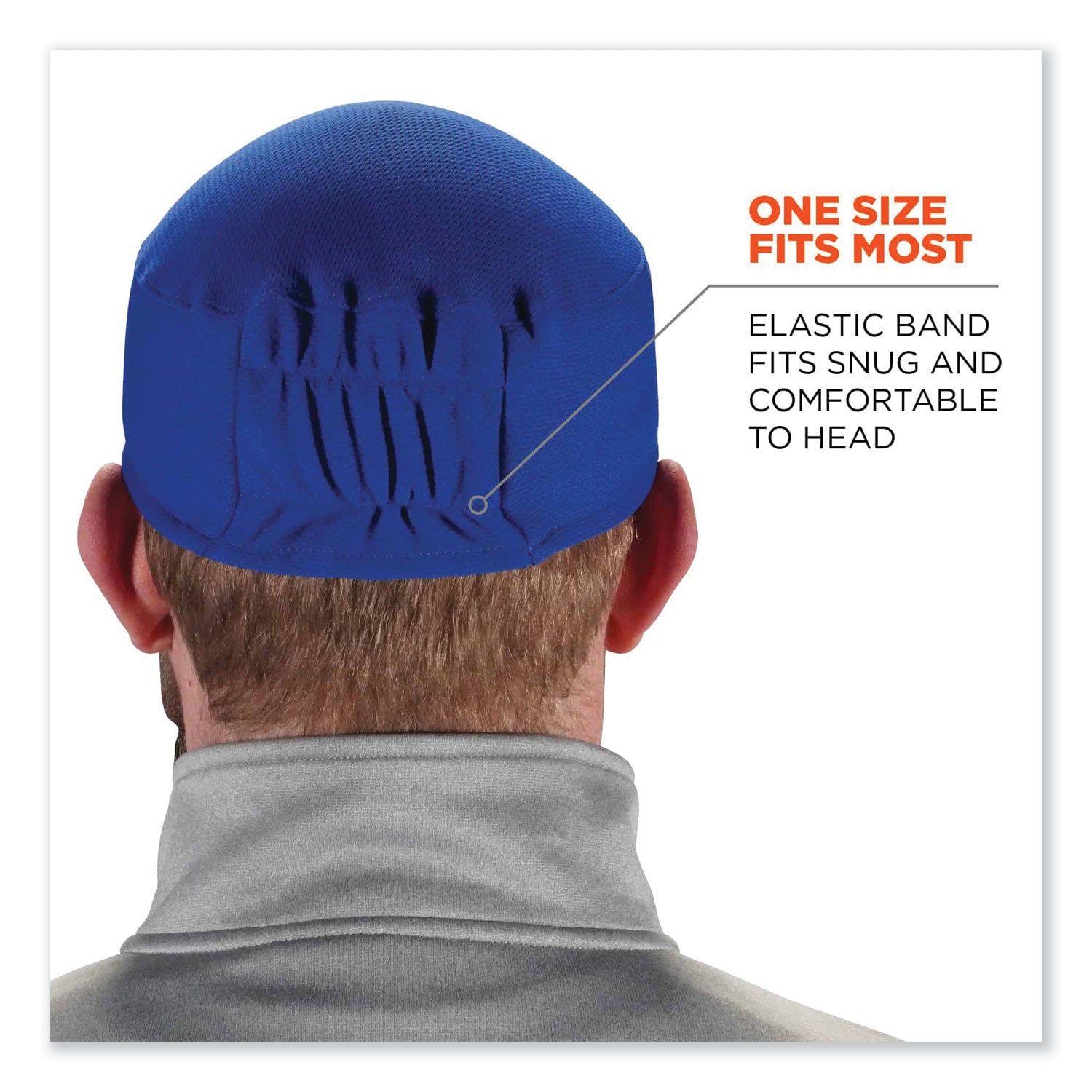 Ergodyne® Chill-Its 6630 High-Performance Terry Cloth Skull Cap, Polyester, One Size Fits Most, Blue